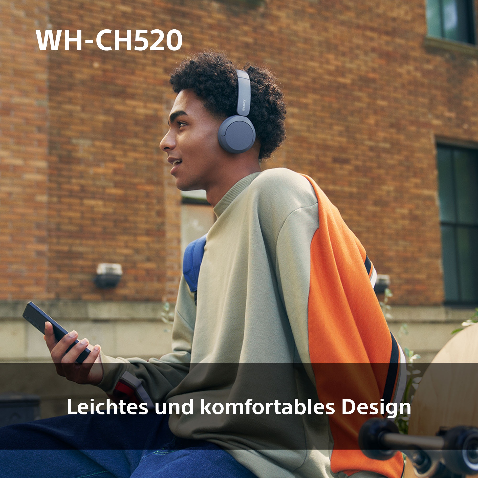 Sony Bluetooth-Kopfhörer »WHCH520«, Bluetooth, Noise-Cancelling-Active Noise Cancelling (ANC)-Freisprechfunktion-Rauschunterdrückung-Sprachsteuerung-kompatibel mit Siri, 200 Std. Max. Akkulaufzeit (Standby)