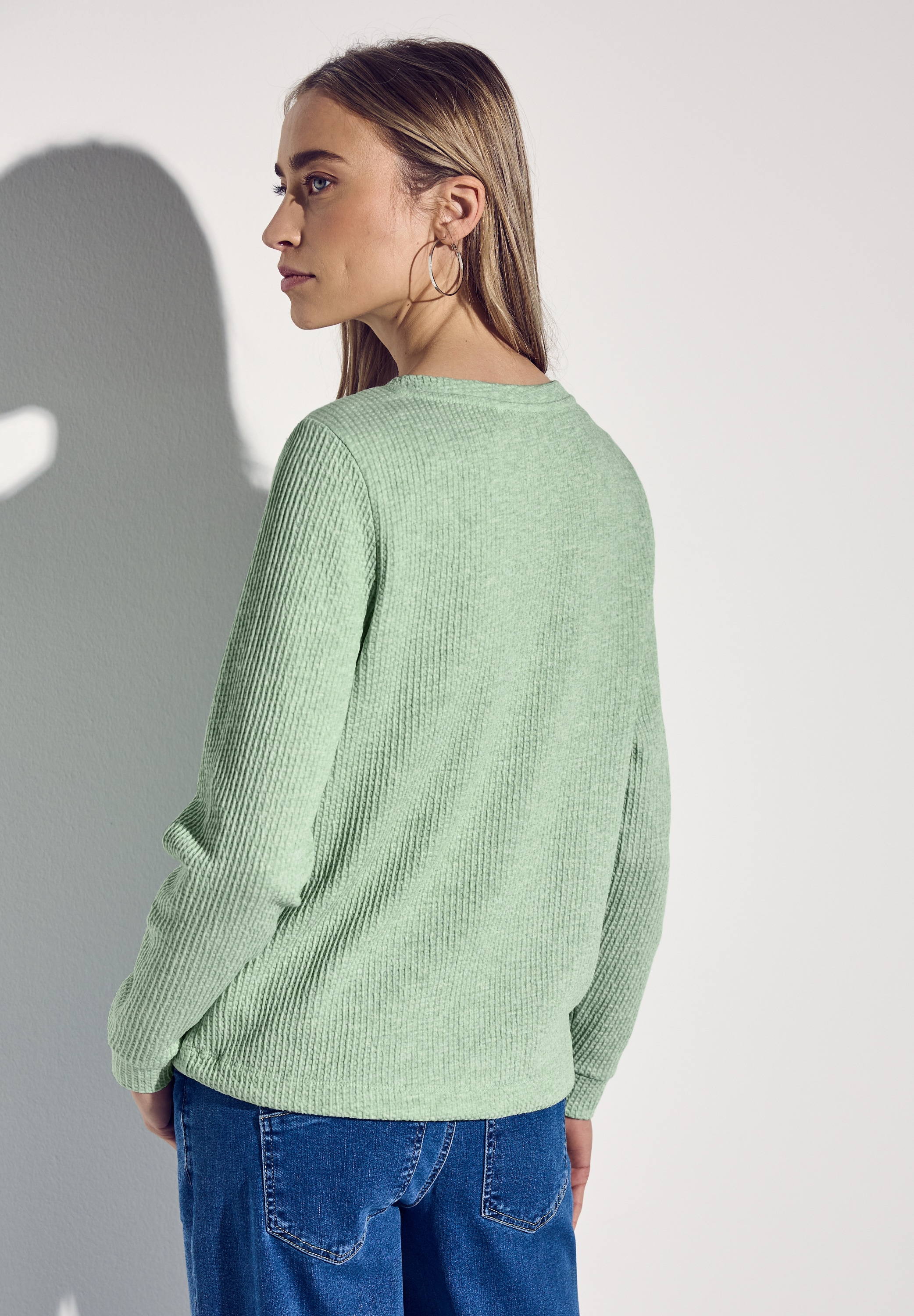 STREET ONE Sweatshirt, Struktur-Optik, mit elastischem Saum mit Tunnelzug