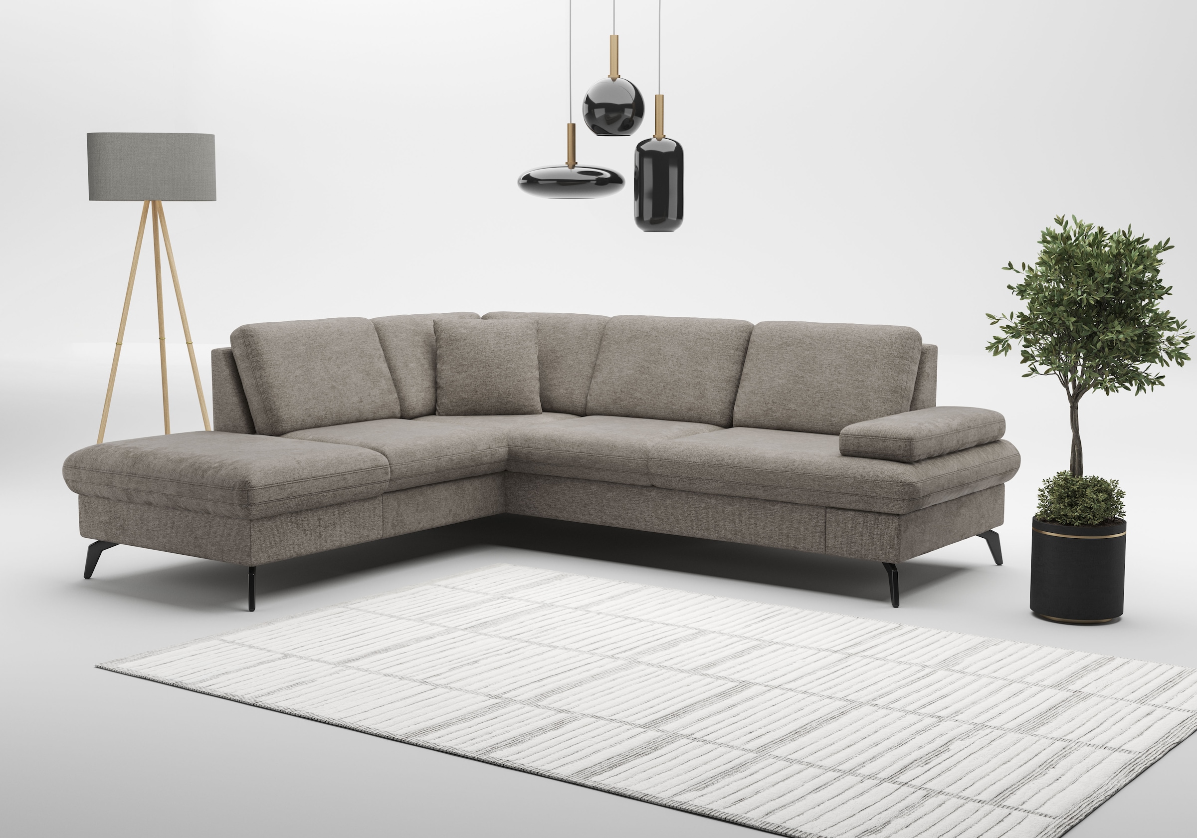 sit&more Ecksofa »Morris Jubi L-Form«, inkl. Armteilfunktion und 1 Zierkissen, wahlweise mit Bettfunktion