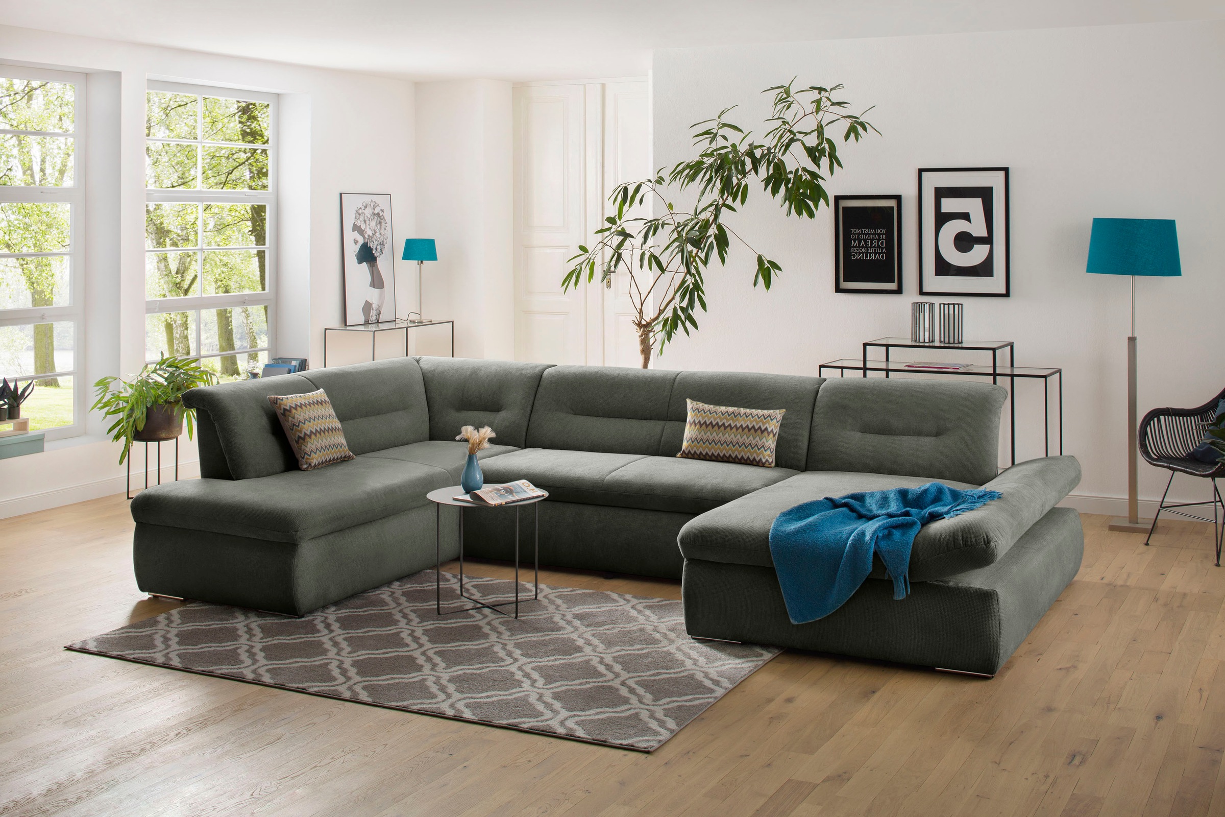 Home affaire Wohnlandschaft »Avesa U-Form« Wahlweise mit Armteilverstellung günstig online kaufen