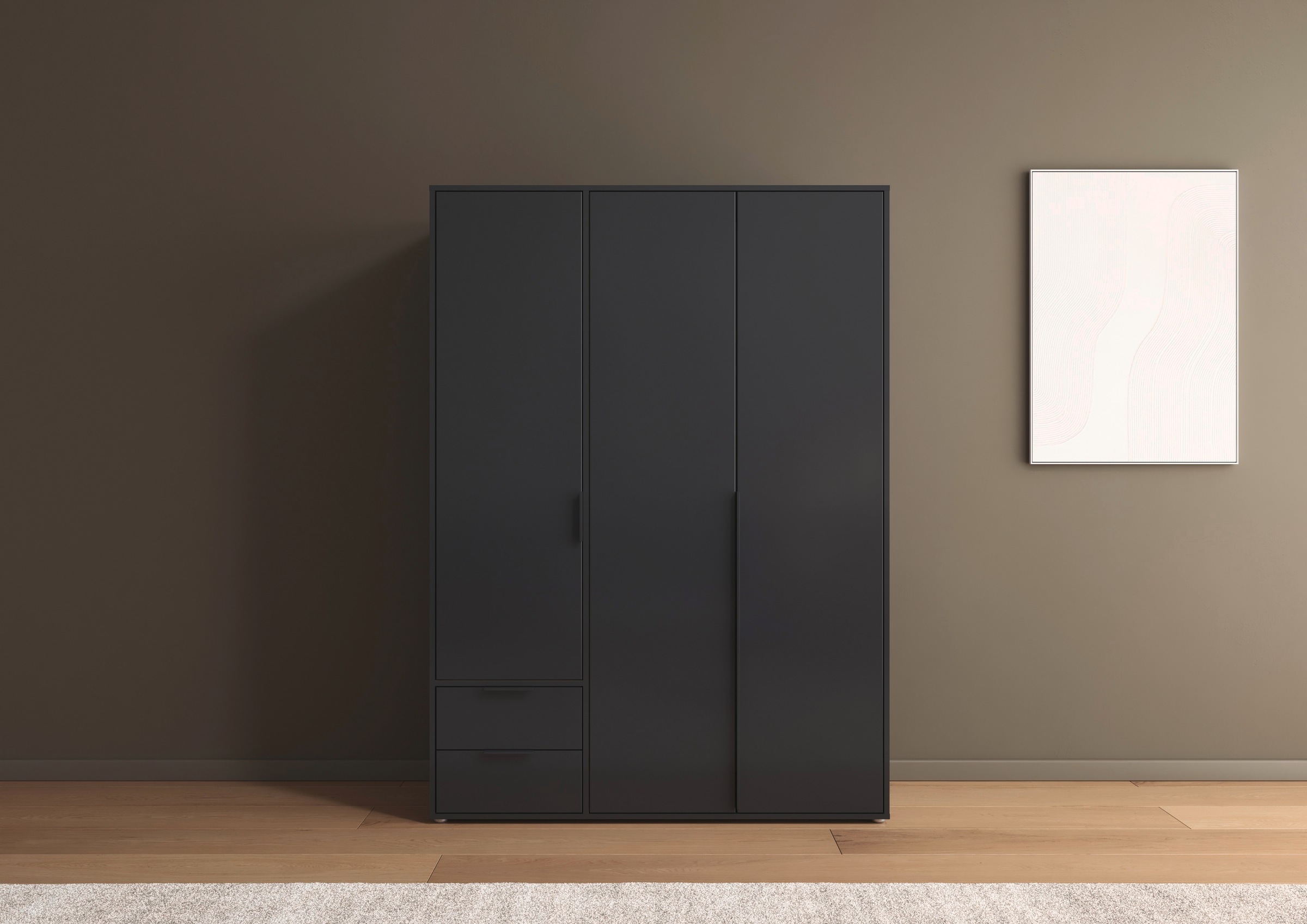rauch Drehtürenschrank »Kleiderschrank Schrank Garderobe Wäscheschrank NAGATA viel Stauraum«, (in 3 verschiedenen Ausstattungen BASIC/CLASSIC/PREMIUM), mit Schubladen sowie Stangengriffen TOPSELLER MADE IN GERMANY