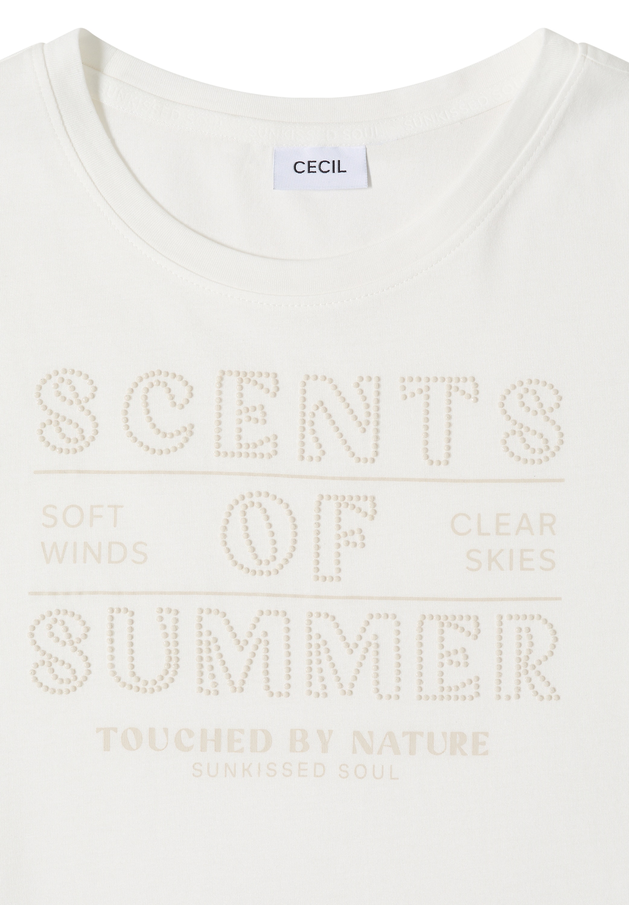 Cecil Kurzarmshirt Sommershirt mit Rundhals und Wording Artwork