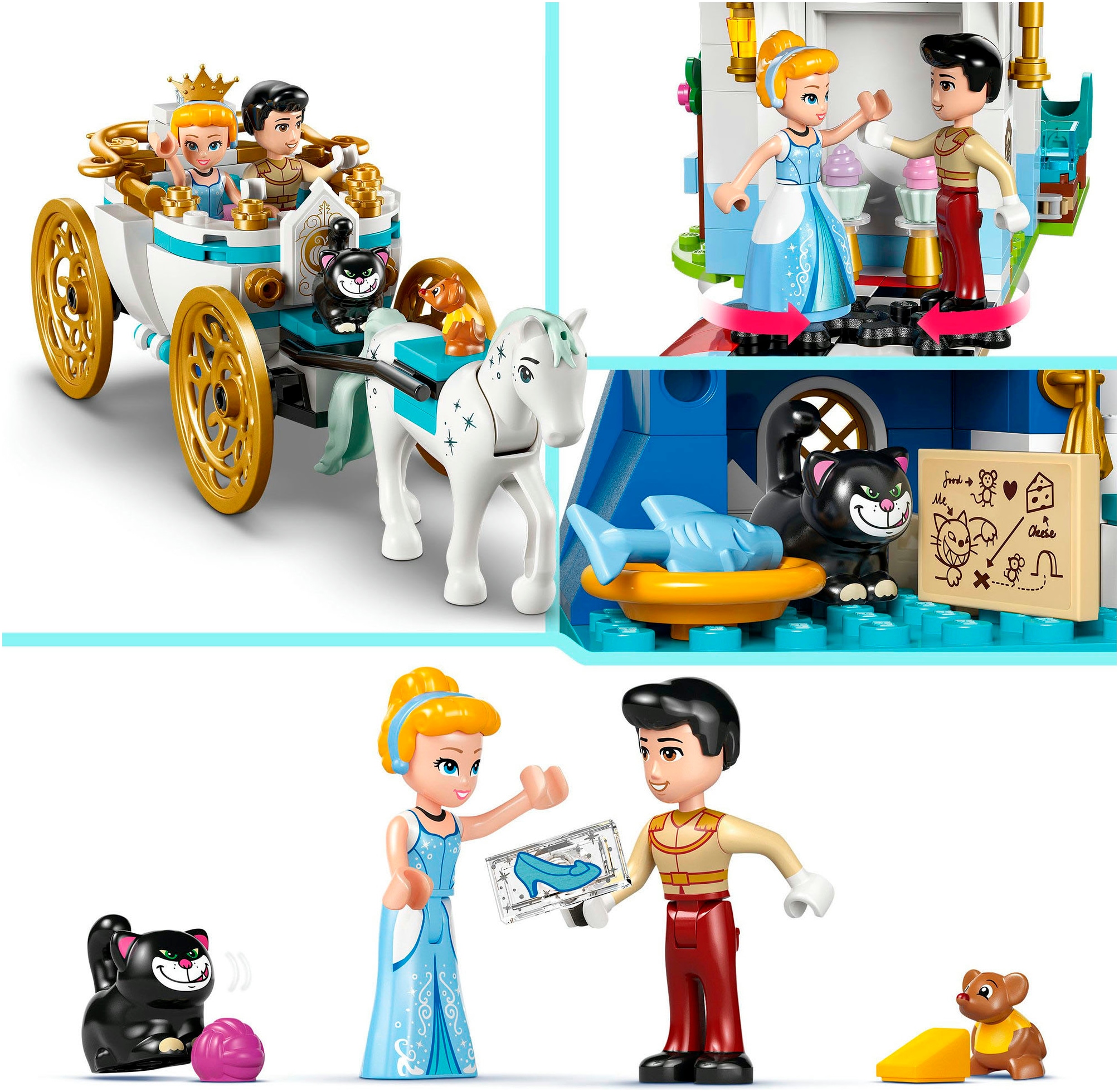 LEGO® Konstruktionsspielsteine »Cinderellas Schloss und Pferdekutsche (43275), LEGO Disney Princess«, (596 St.), Made in Europe