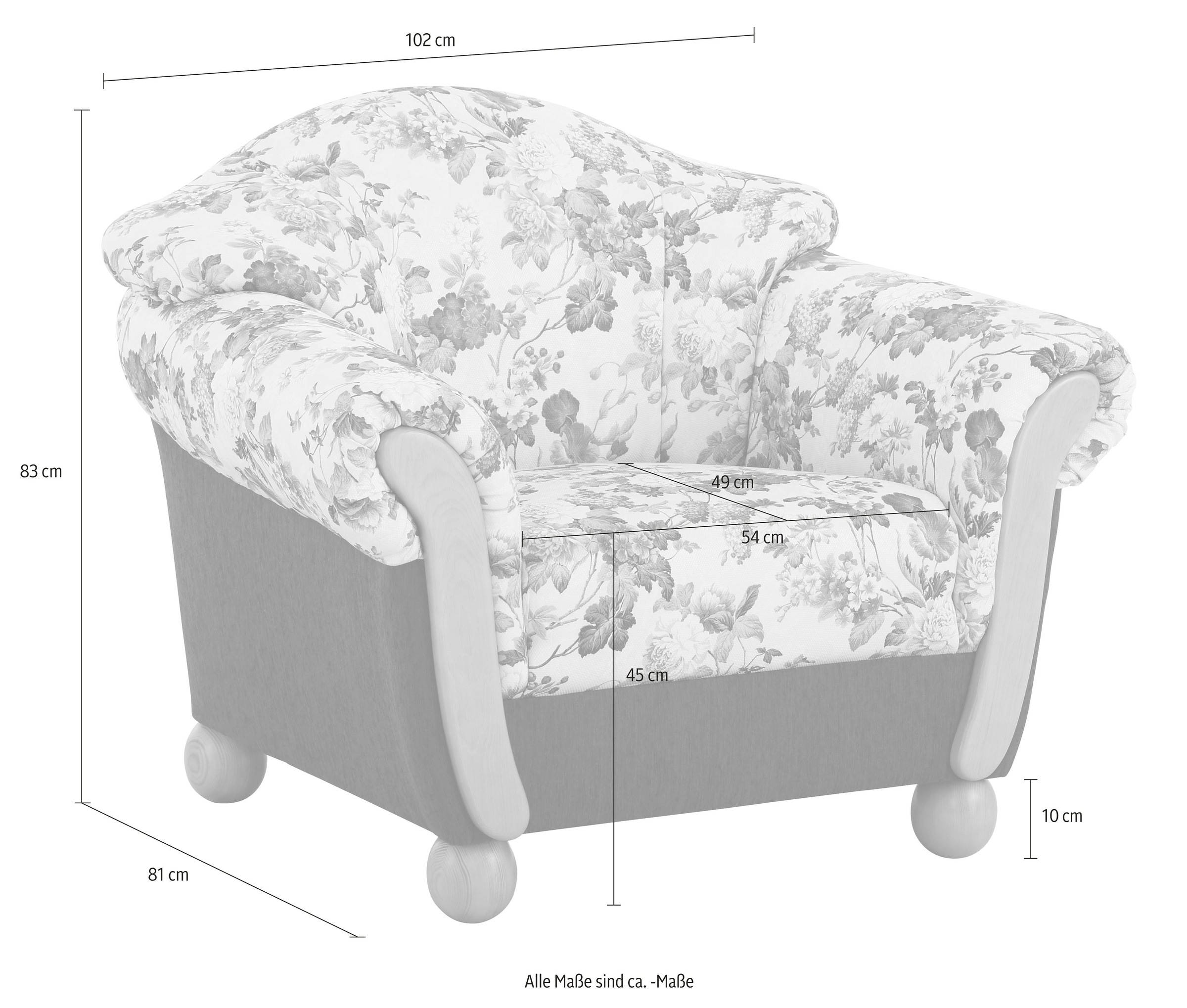 Home affaire Sessel »Milano, bequemer Loungesessel, Landhaus-Stil, Holz-Cha günstig online kaufen