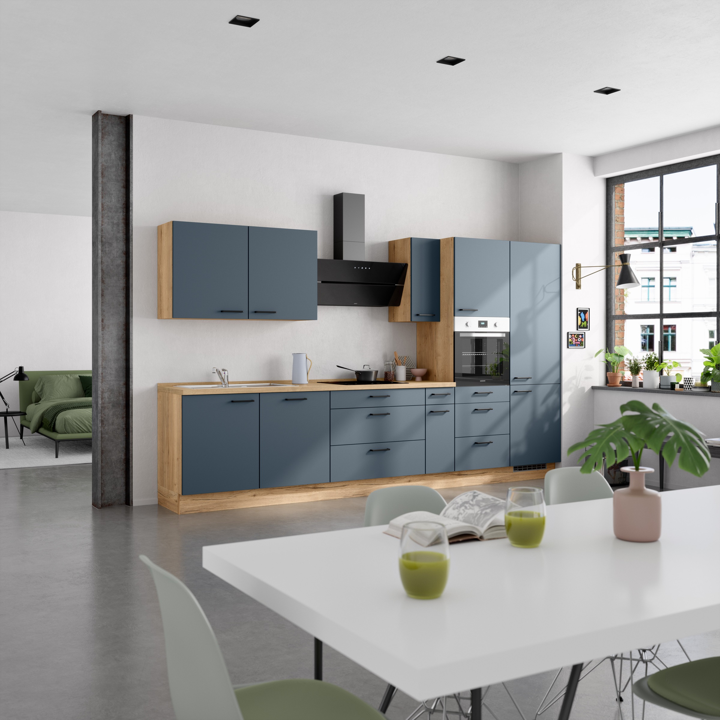 nobilia® Küchenzeile »"Easytouch II"« vormontiert, Ausrichtung wählbar, Breite 360 cm, wahlw. mit E-Geräten