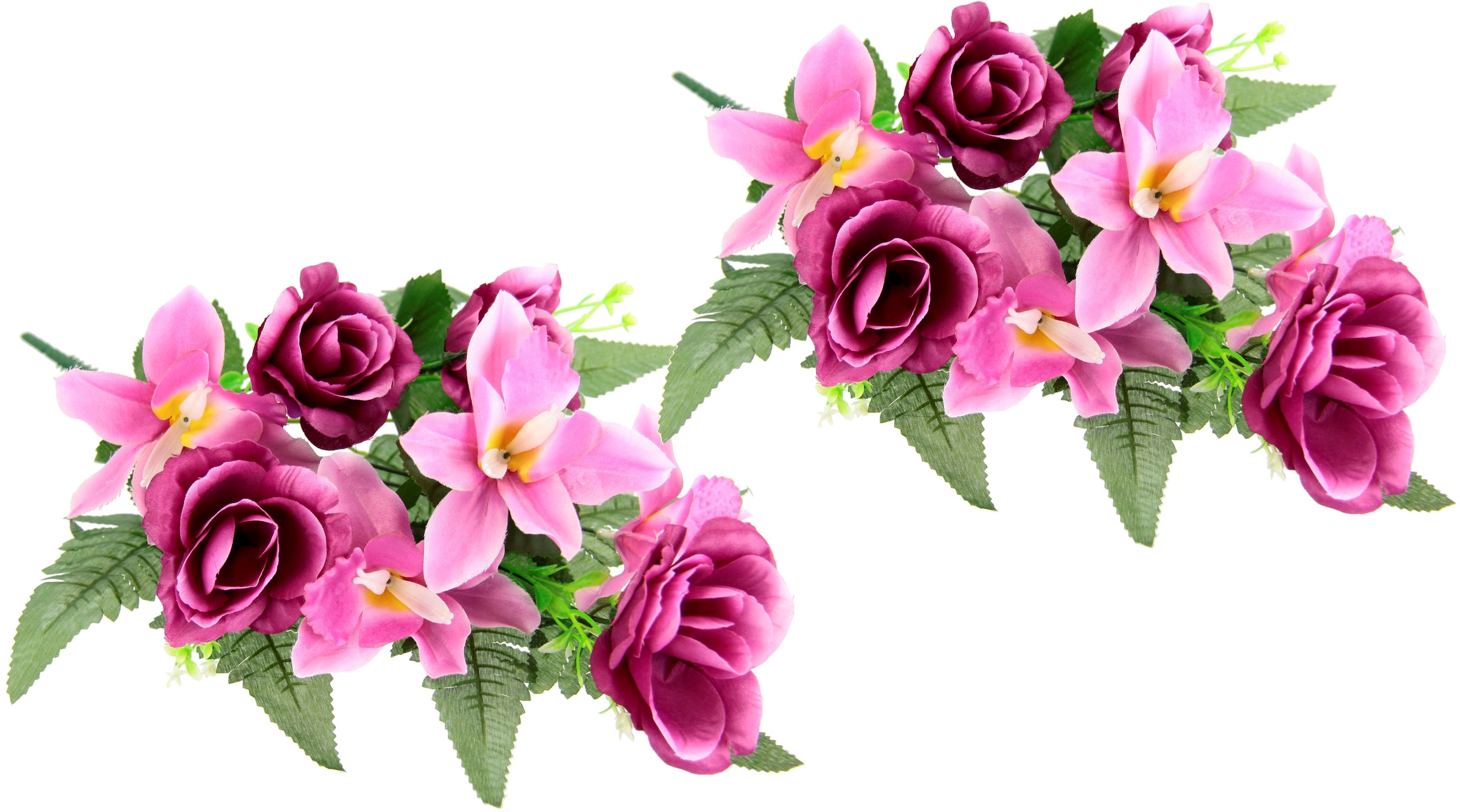 I.GE.A. Kunstblume »Bouquet aus Orchideen und Rosen«, 2er Set Kunstblumenstrauß zum Legen oder Stellen Künstliche Blumen