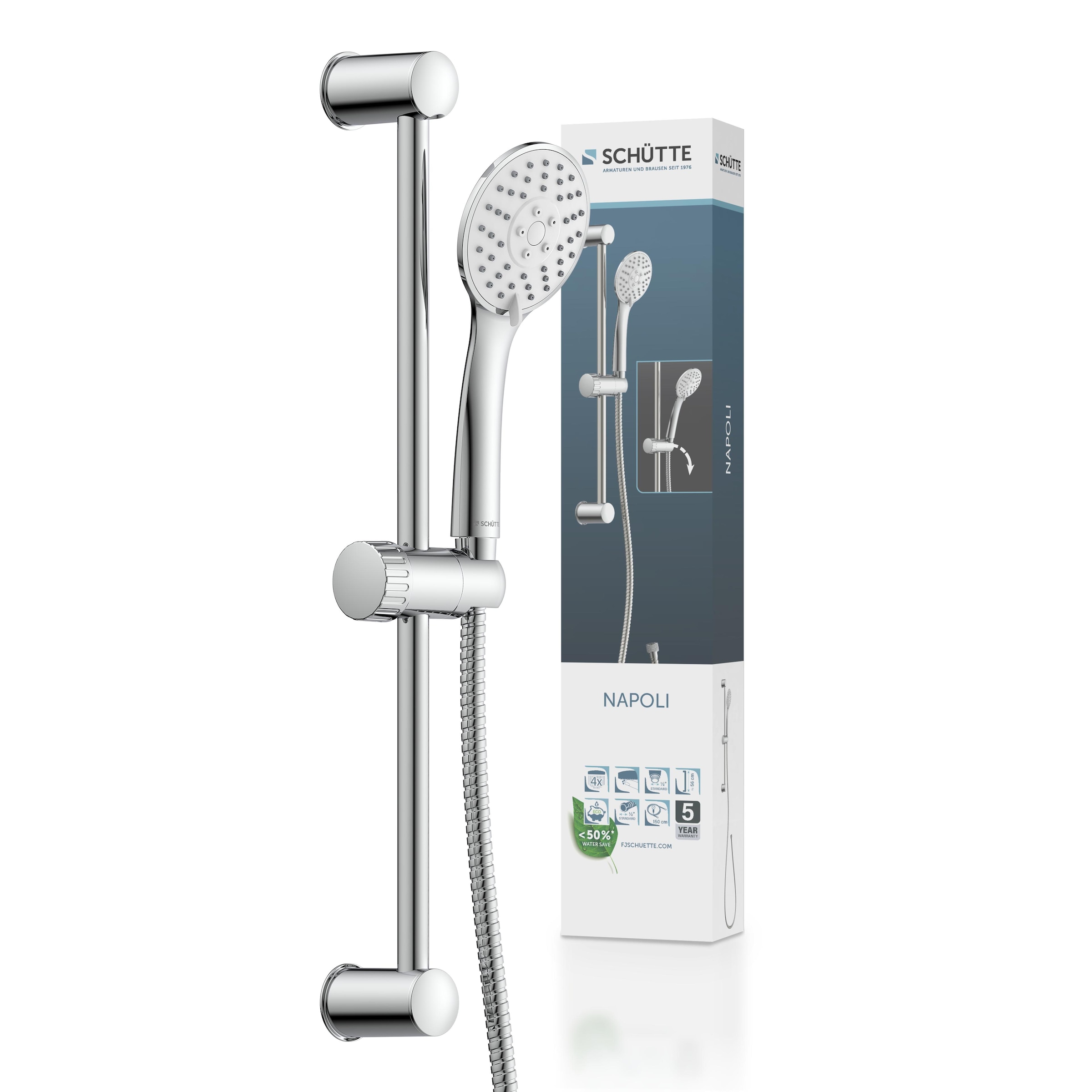 Schütte Brausegarnitur »Napoli«, (Set), Regendusche mit Schlauch und Halterung, Duschkopf mit 3 Strahlarten