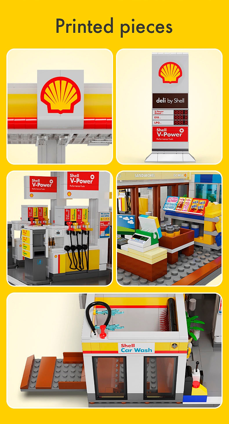 Jamara Konstruktions-Spielset »CaDA, Bricks, Shell Tankstelle mit Shop und Waschanlage (402857)« mit LED Licht