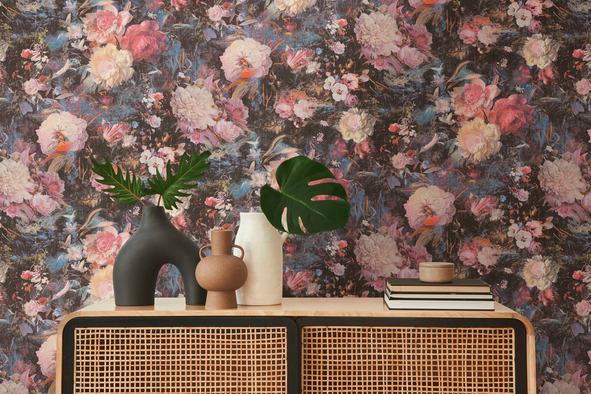 A.S. Création Vliestapete »THE BOS Blumentapete Floral«, leicht glänzend-gemustert-abstrakt, Blumenwand Tapeten Wohnzimmer Schlafzimmer Küche modern Design Optik