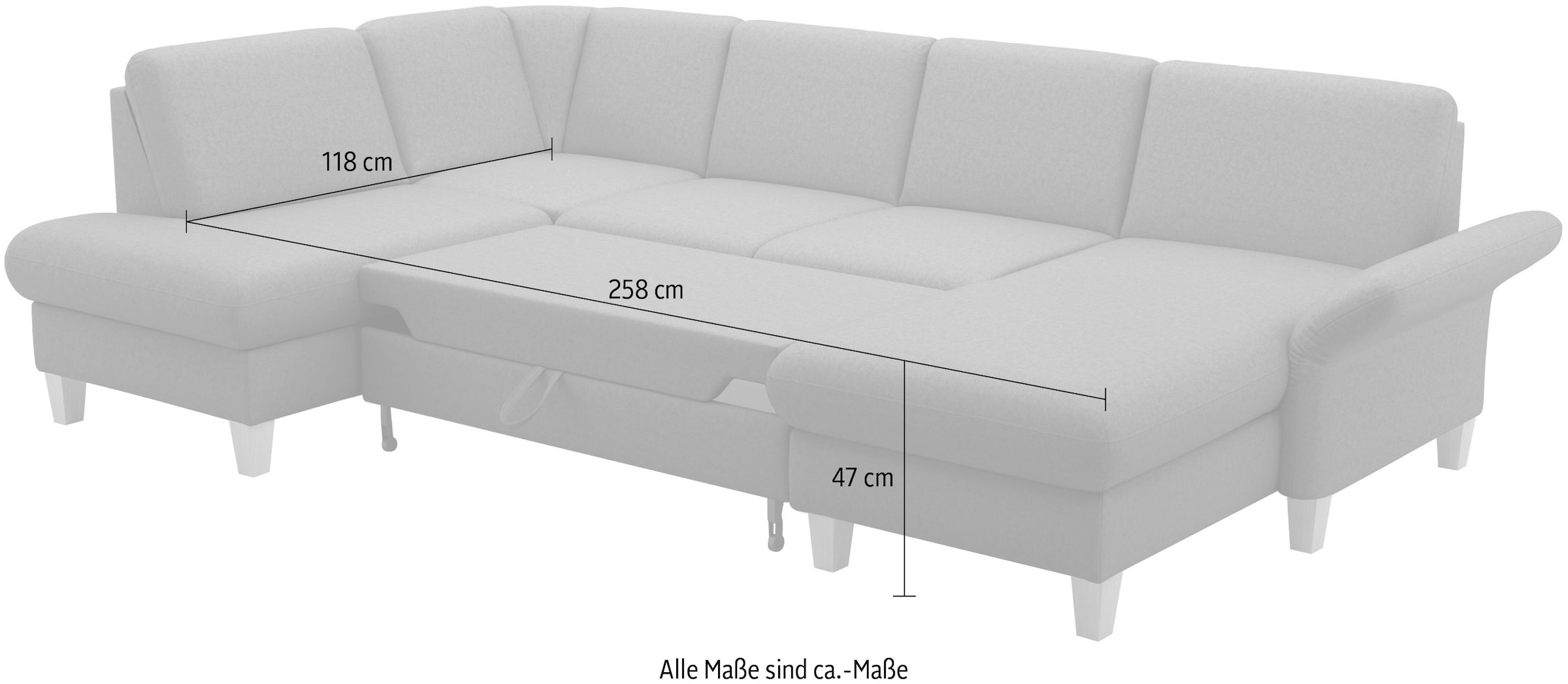 Home affaire Wohnlandschaft »Rochelle«, wahlweise mit Armlverstellung, Klappbett mit Rollen & Bettkasten