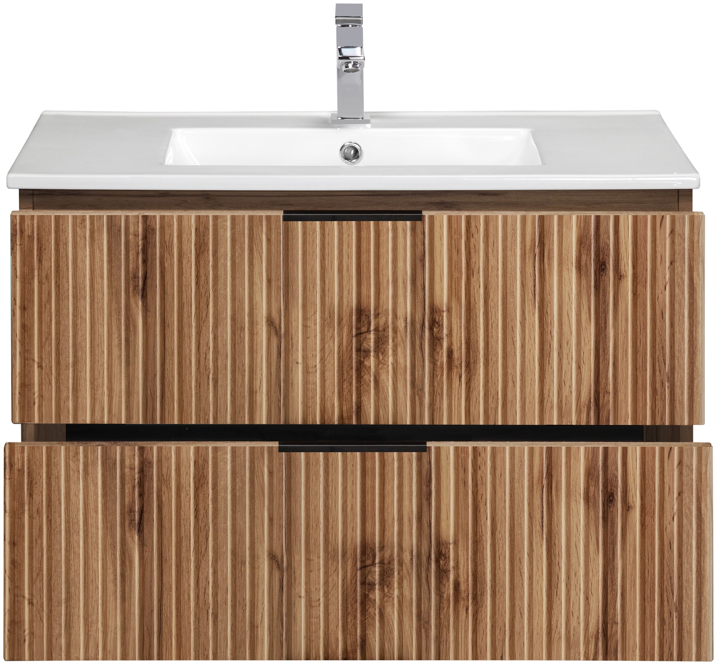 welltime Waschtisch »Trento Badezimmerschrank mit Becken Bestseller«, Badmöbel in Breite 80 cm, Waschplatz mit 2 Schubladen, Badschrank