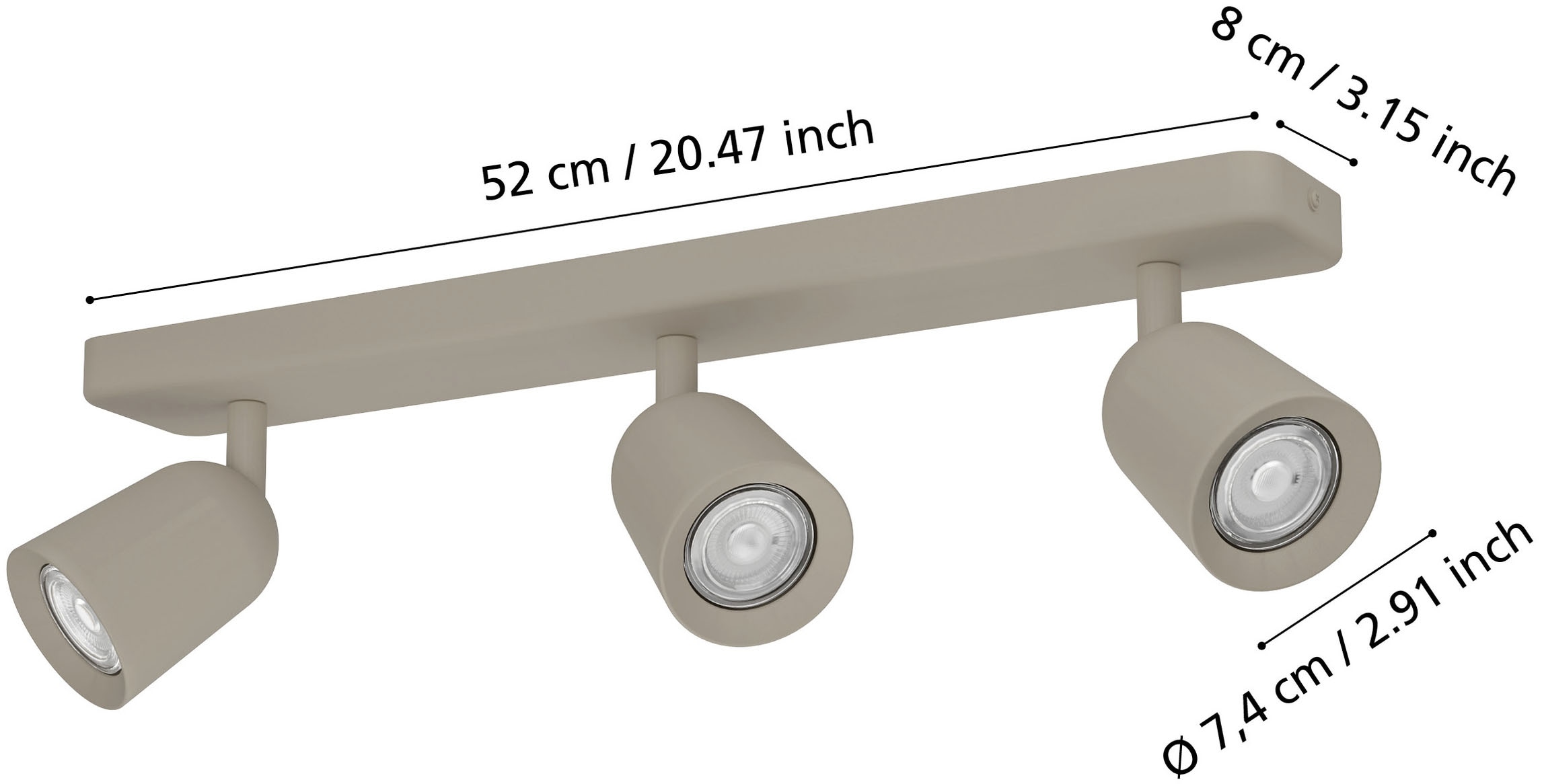 EGLO Deckenspot »CAMALDOLI Spotlampe - Stahl - GU10 - 3X10W - IP20« GU10 1 Stk. Wandleuchte, Wandspot, schwenkbar, Strahler, L52 x B4,5 x H11,5 cm
