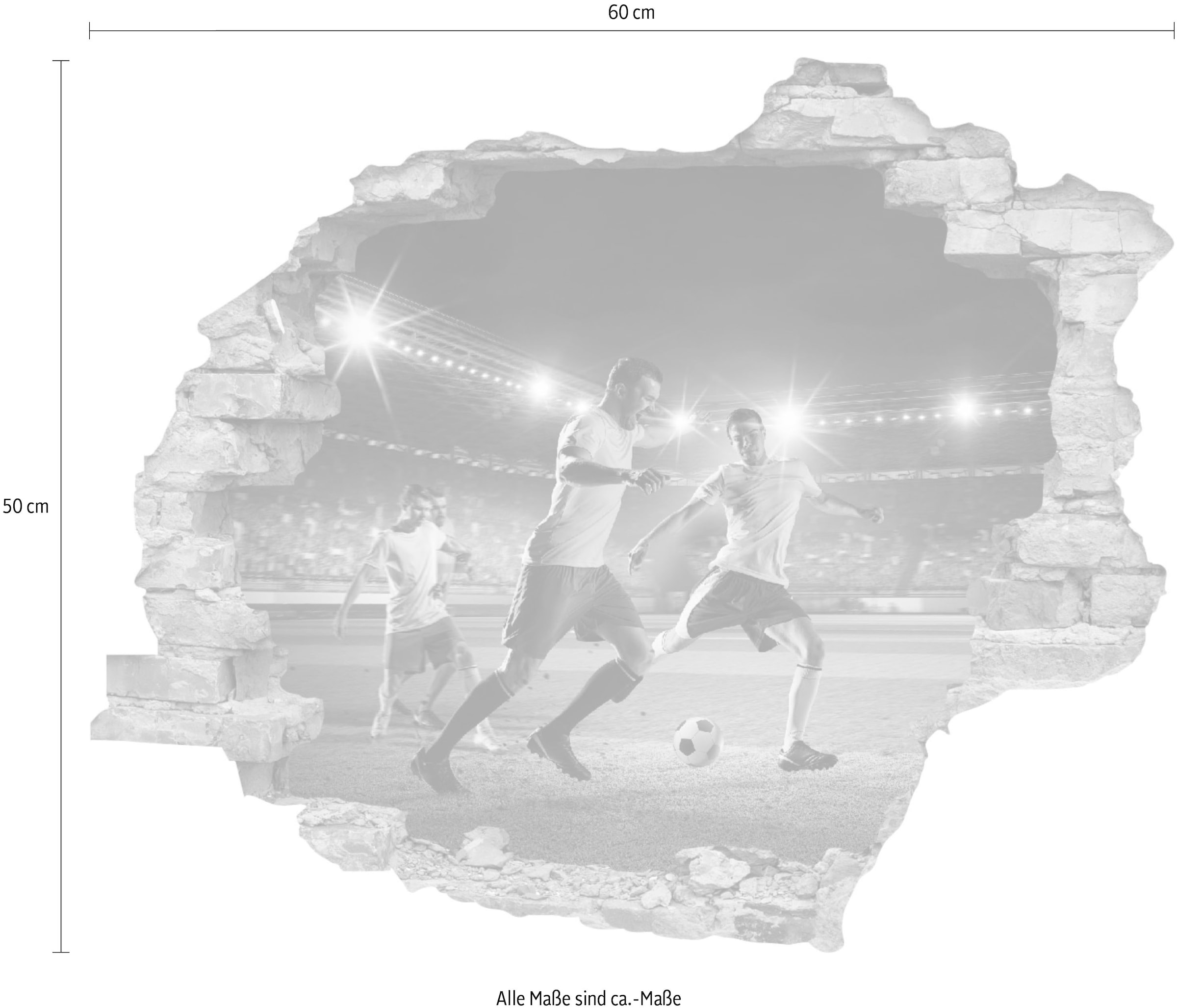 queence Wandtattoo »Fußball«, (1 St.), Wandsticker, Wandbild, selbstklebend, 3D, Wanddurchbruch