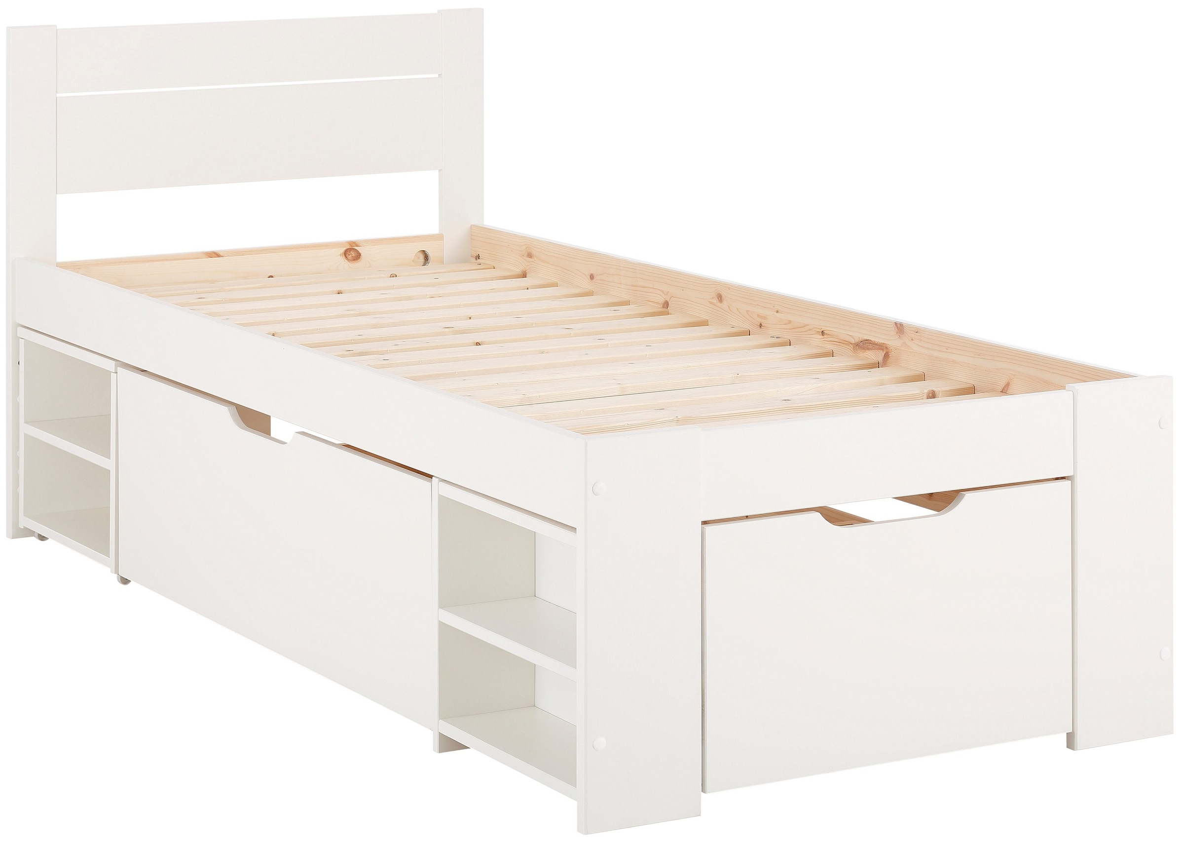 OTTO home Massivholzbett »"HANNES " mit Schubladen und Regalen, Nachtschran günstig online kaufen