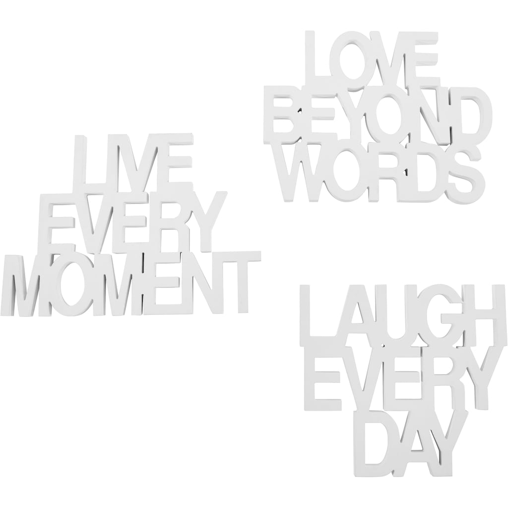 andas Wanddekoobjekt »Schriftzug Live every Moment - Love beyond Words - Laugh every Day«