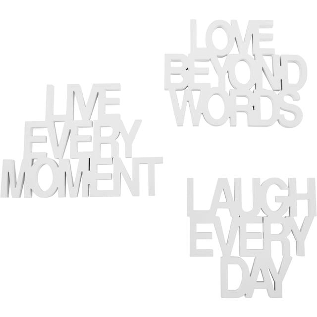 andas Wanddekoobjekt »Schriftzug Live every Moment - Love beyond Words - Laugh  every Day«, (3 St.), Wanddeko online kaufen