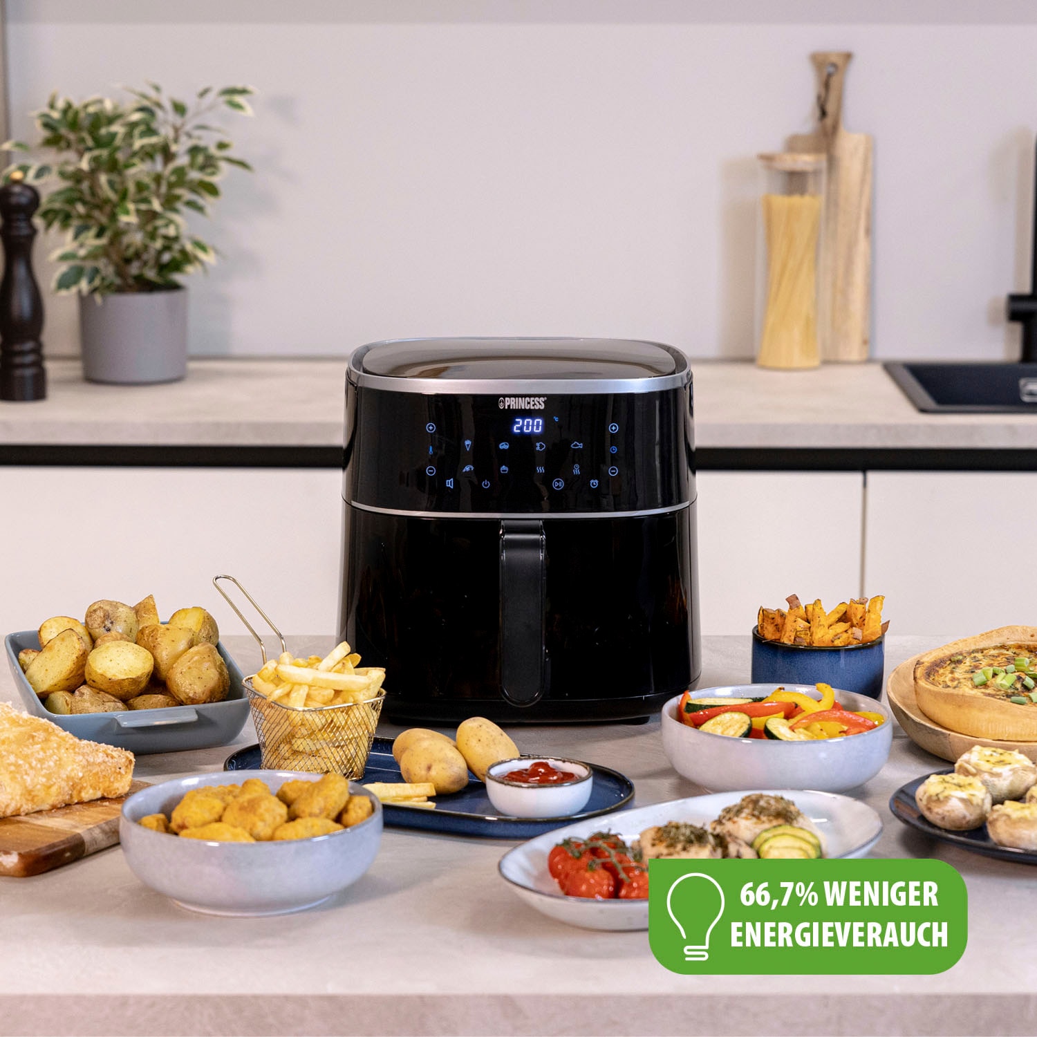 PRINCESS Heißluftfritteuse »182244«, 1500 W, Fassungsvermögen 6 l, Füllmenge des Behälters variierbar – 6 L