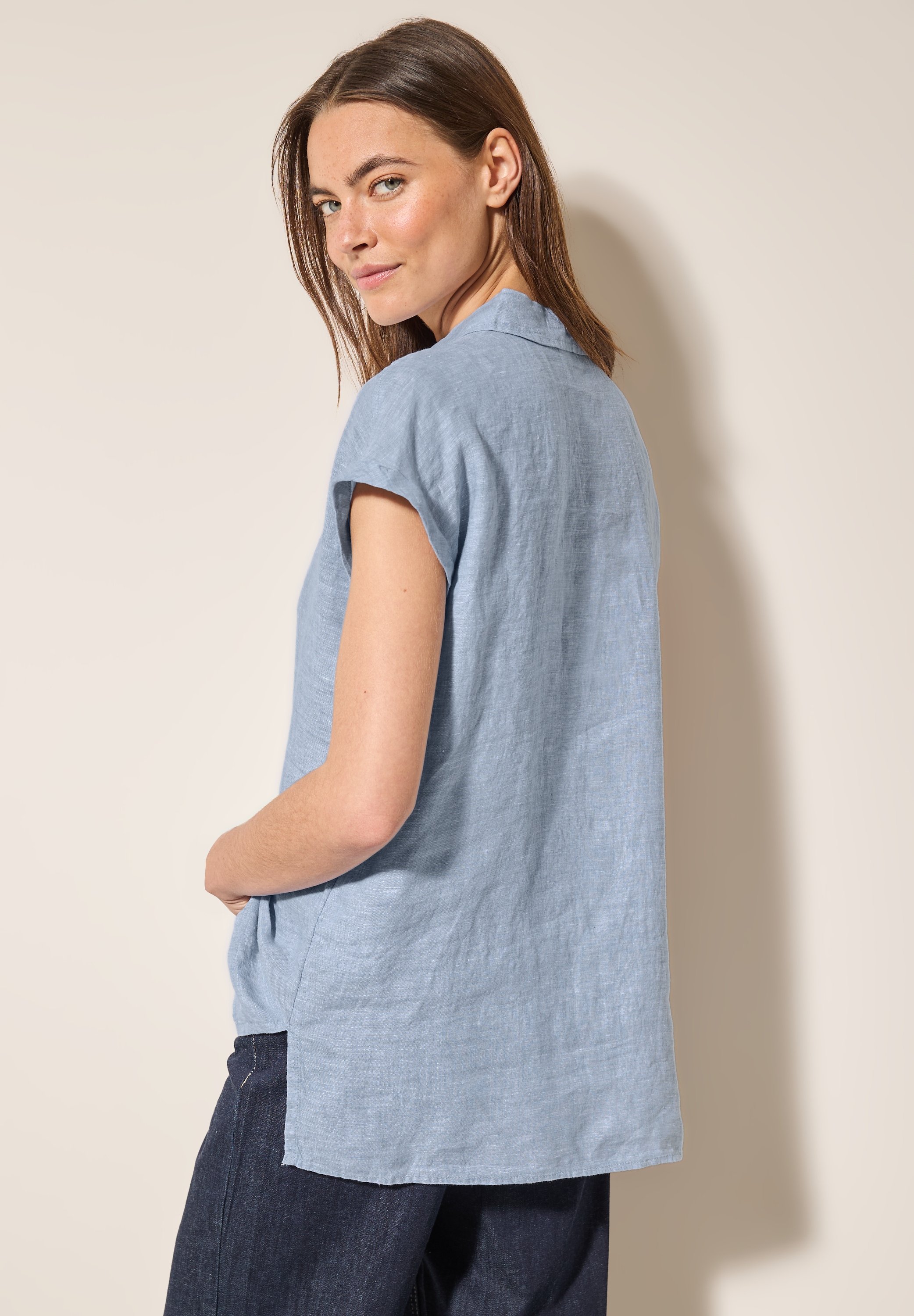 Cecil Hemdbluse, aus Leinen und mit Knopfleiste