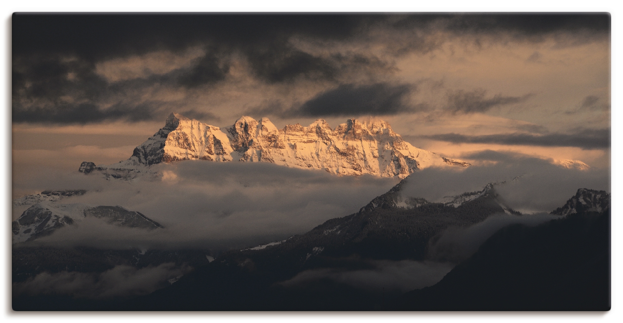 Berge, Poster St.), oder versch. in auf Schweizer als Größen Berge«, Leinwandbild, Artland Wandbild »Dents Wandaufkleber Rechnung (1 du kaufen Midi,