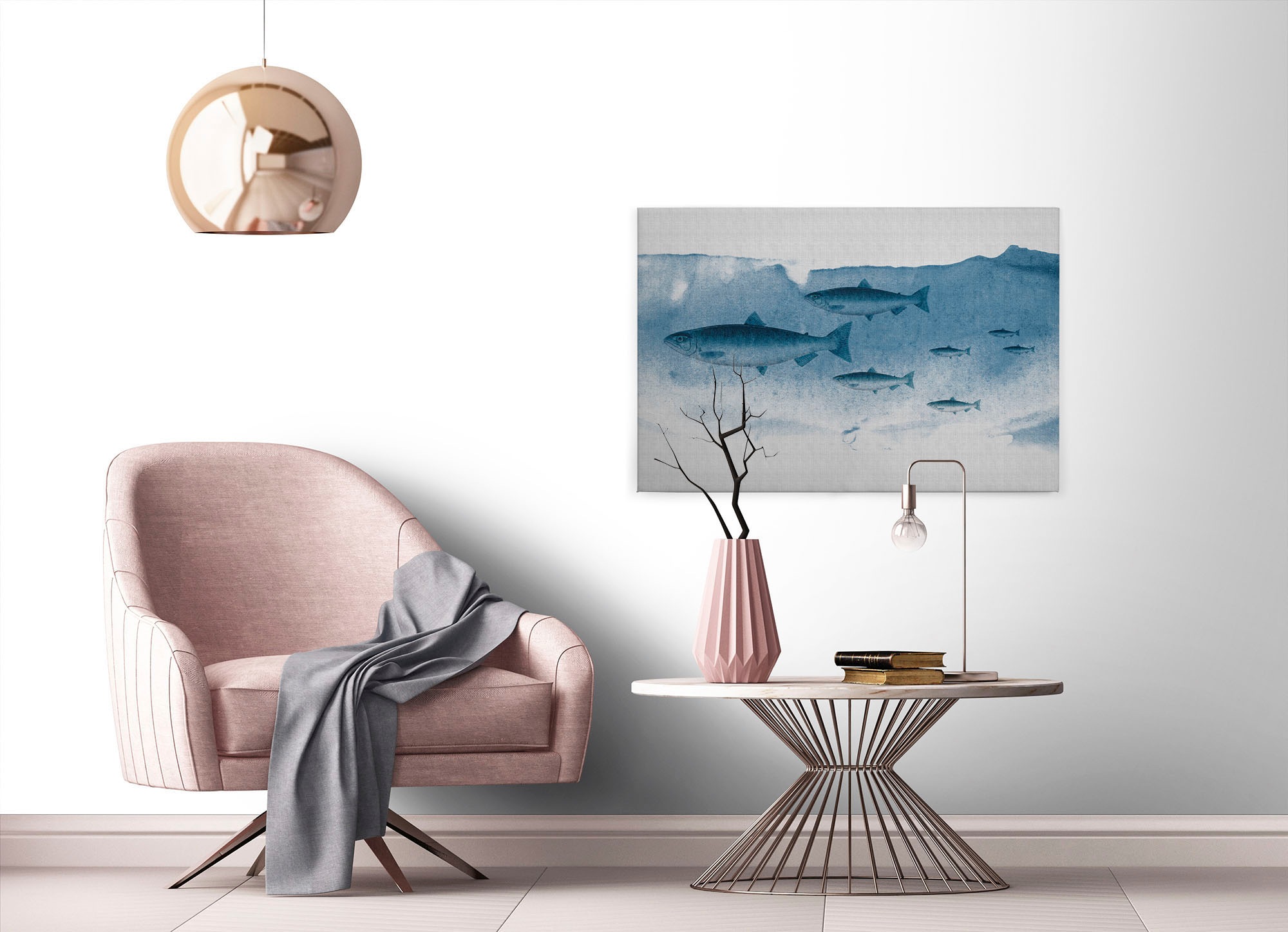 A.S. Création Leinwandbild »into the blue«, Kunst-Tiere-Kinder, (1 St.), Keilrahmen Unterwasser Welt Fische Leinwand-Bild Wohnzimmer modern