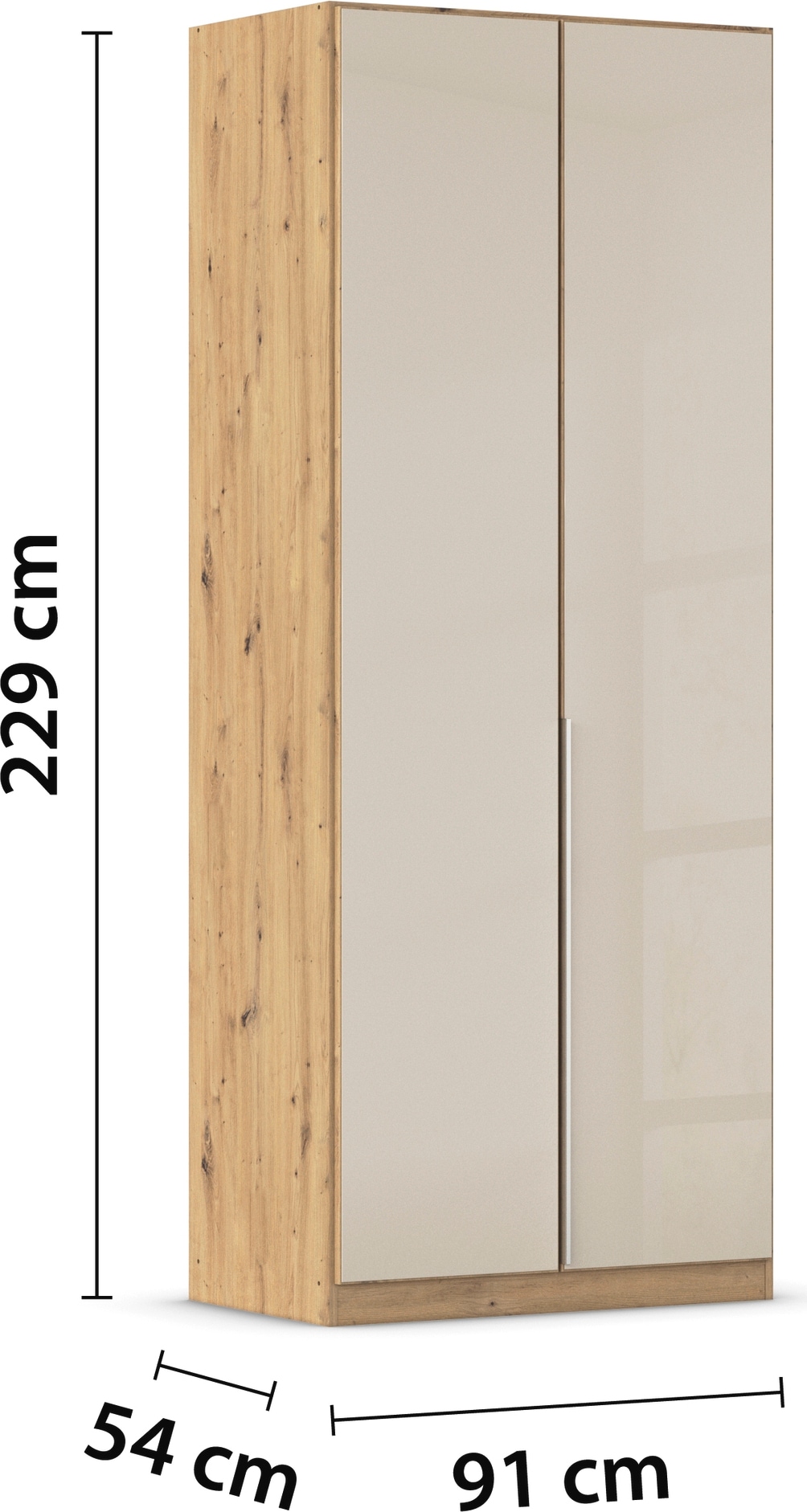 rauch Drehtürenschrank »Kleiderschrank Kleiderschränke Schrank Garderobe AGORDO mit Glasfront«, (in zwei Griff-Farben), durchdachte Innenausstattung, in 6 Breiten und 2 Höhen MADE IN GERMANY