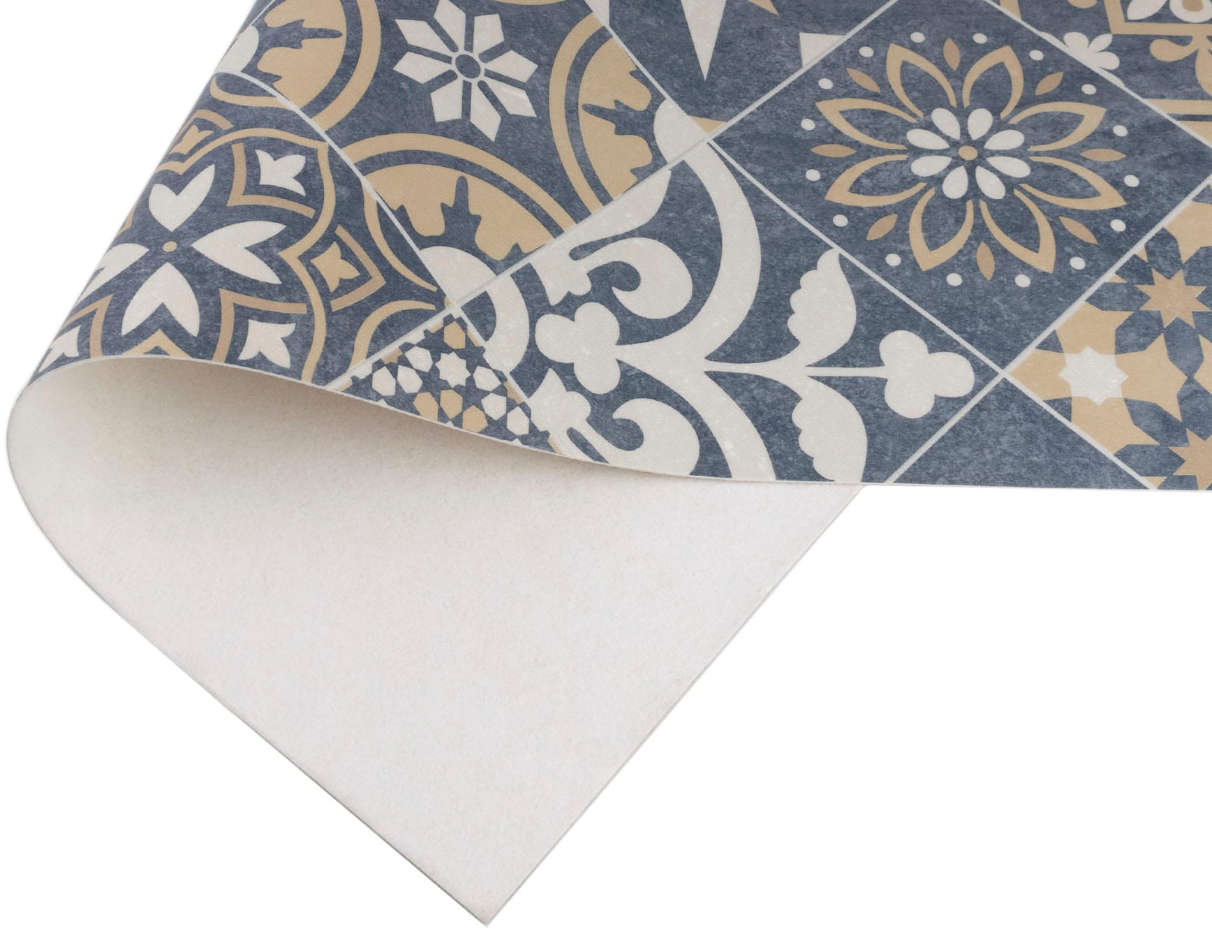 Primaflor-Ideen in Textil Vinyl-Läufer »Küchenläufer VERSAILLE, Made in Belgium«, rechteckig, 2,5 mm Höhe, Läufer aus Vinyl, abwischbar, Motiv Fliesenoptik Ornamente, Küche