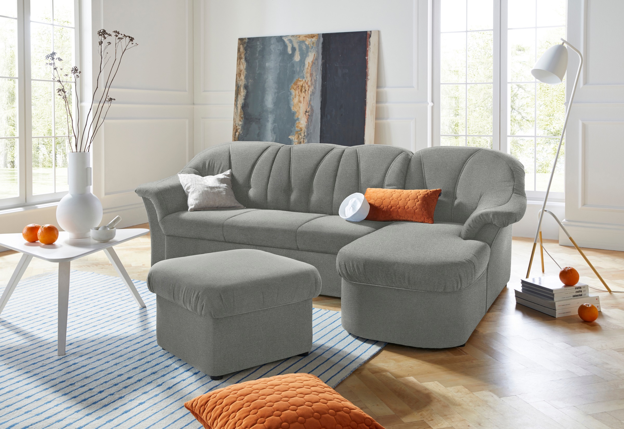 DOMO collection Ecksofa »Pegnitz, elegante Rückensteppung, komfortabel, Bre günstig online kaufen