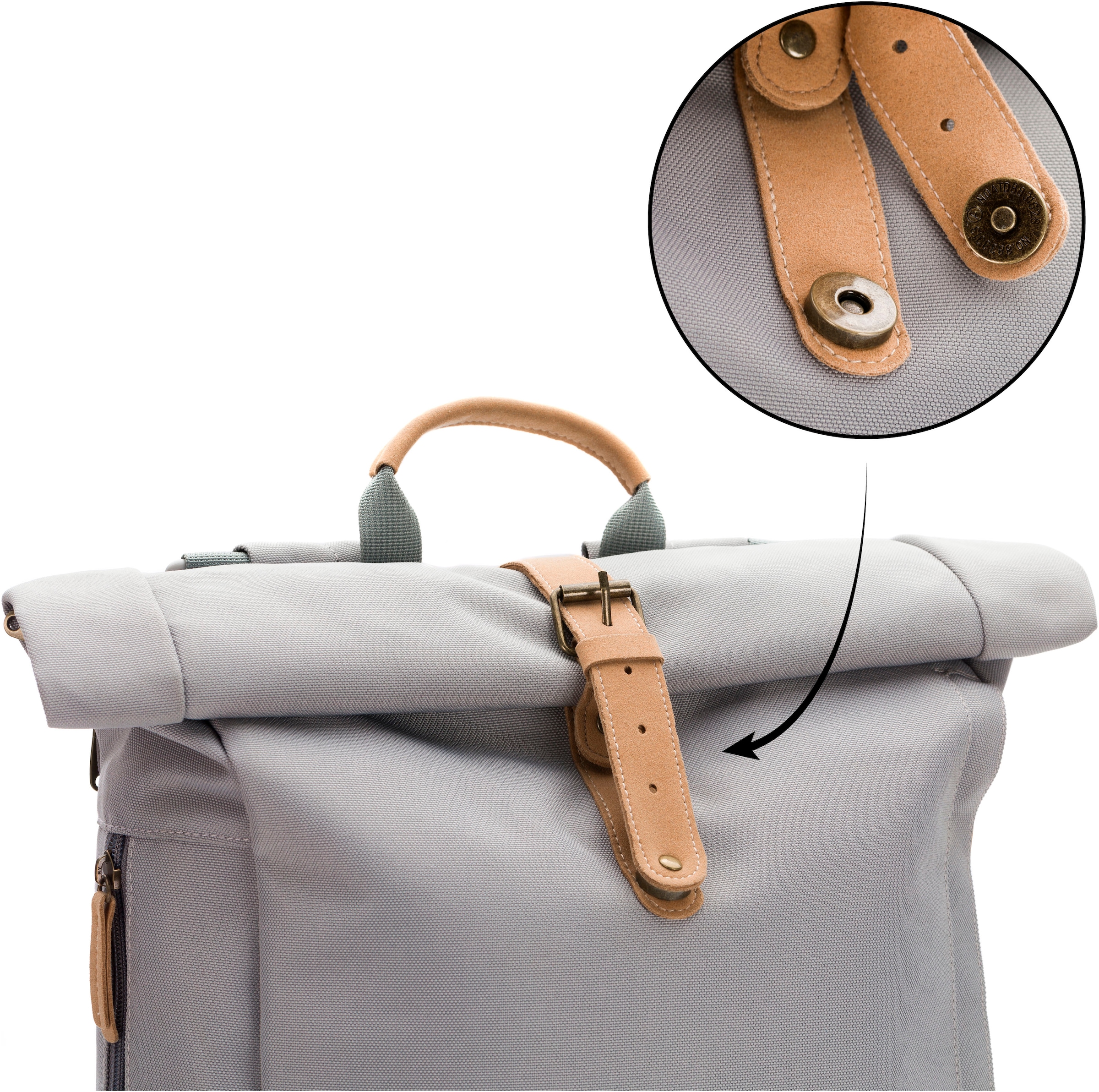 Fillikid Wickelrucksack »Rolltop Berlin grau«, Reflektoren, inkl. Wickeltunterlage