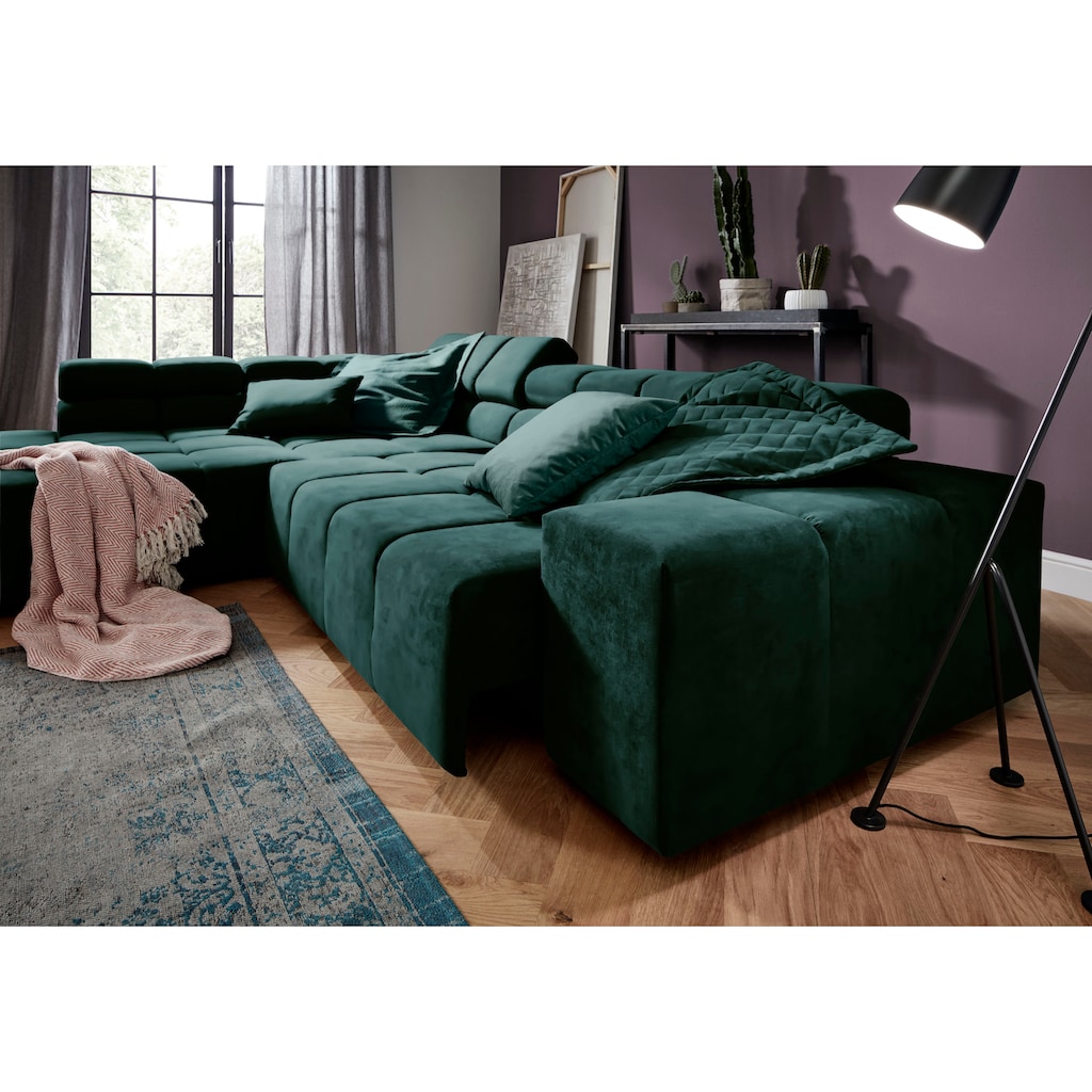 INOSIGN Ecksofa »Ancona incl. Kopfteilverstellung, Zierkissen B/T/H: 319/210/70 cm«