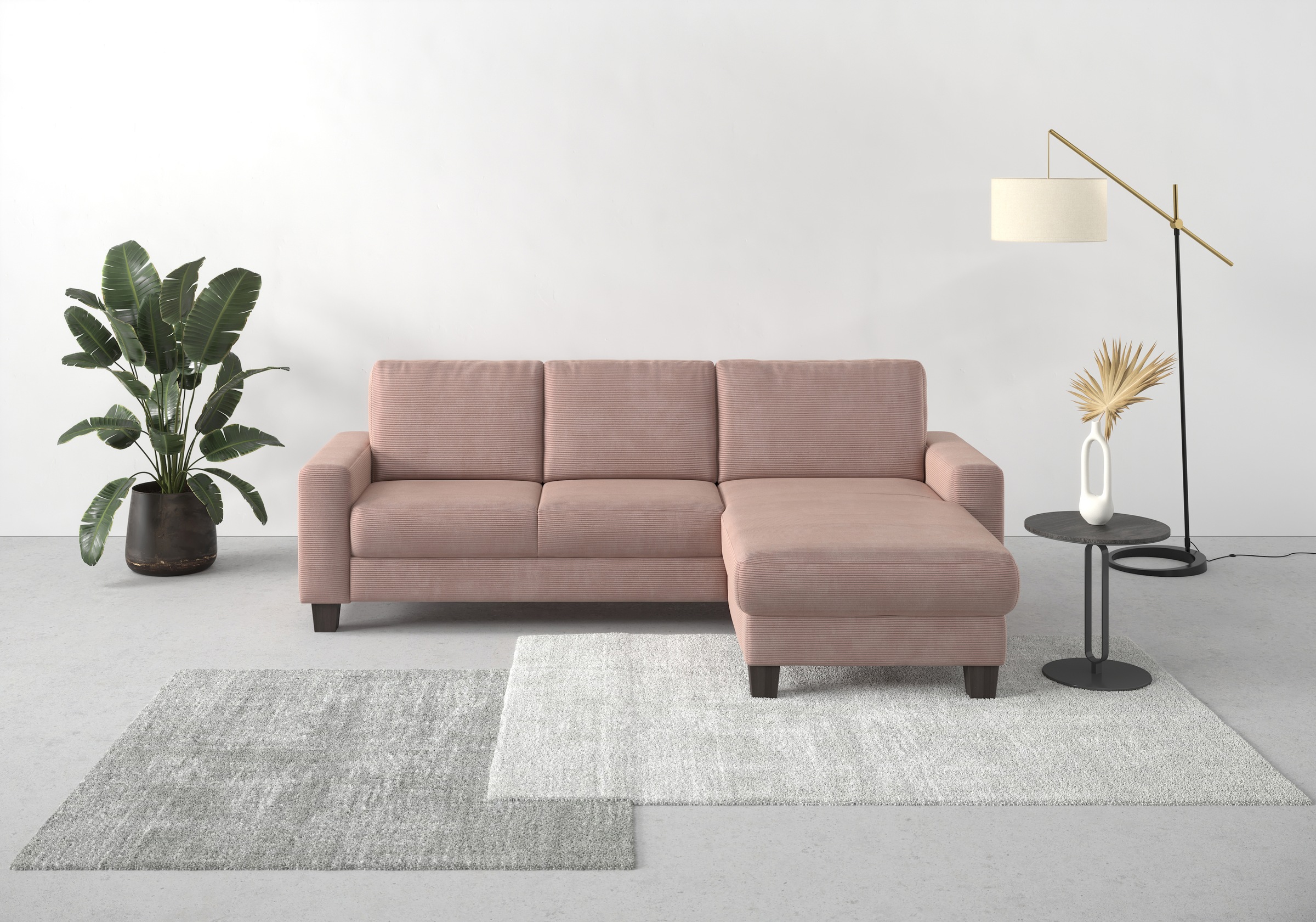 Home affaire Ecksofa »Summer L-Form«, mit Recamiere, mit oder ohne Bettfunktion und Bettkasten, Cord-Bezug