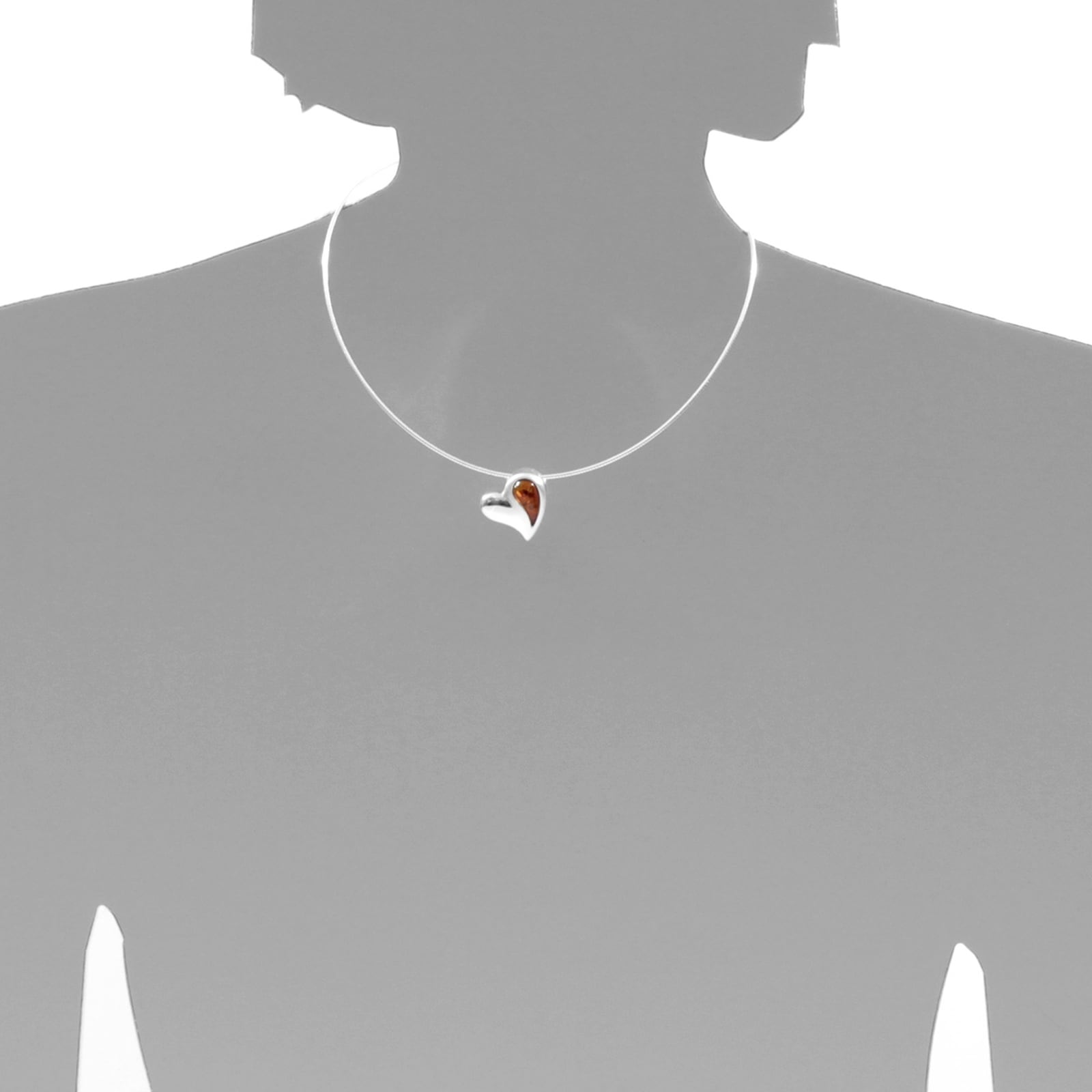 OSTSEE-SCHMUCK Halsreif »Ostsee-Schmuck Halsreif mit Anhänger Gleiter-Herz 20 mm«, (2 tlg.)