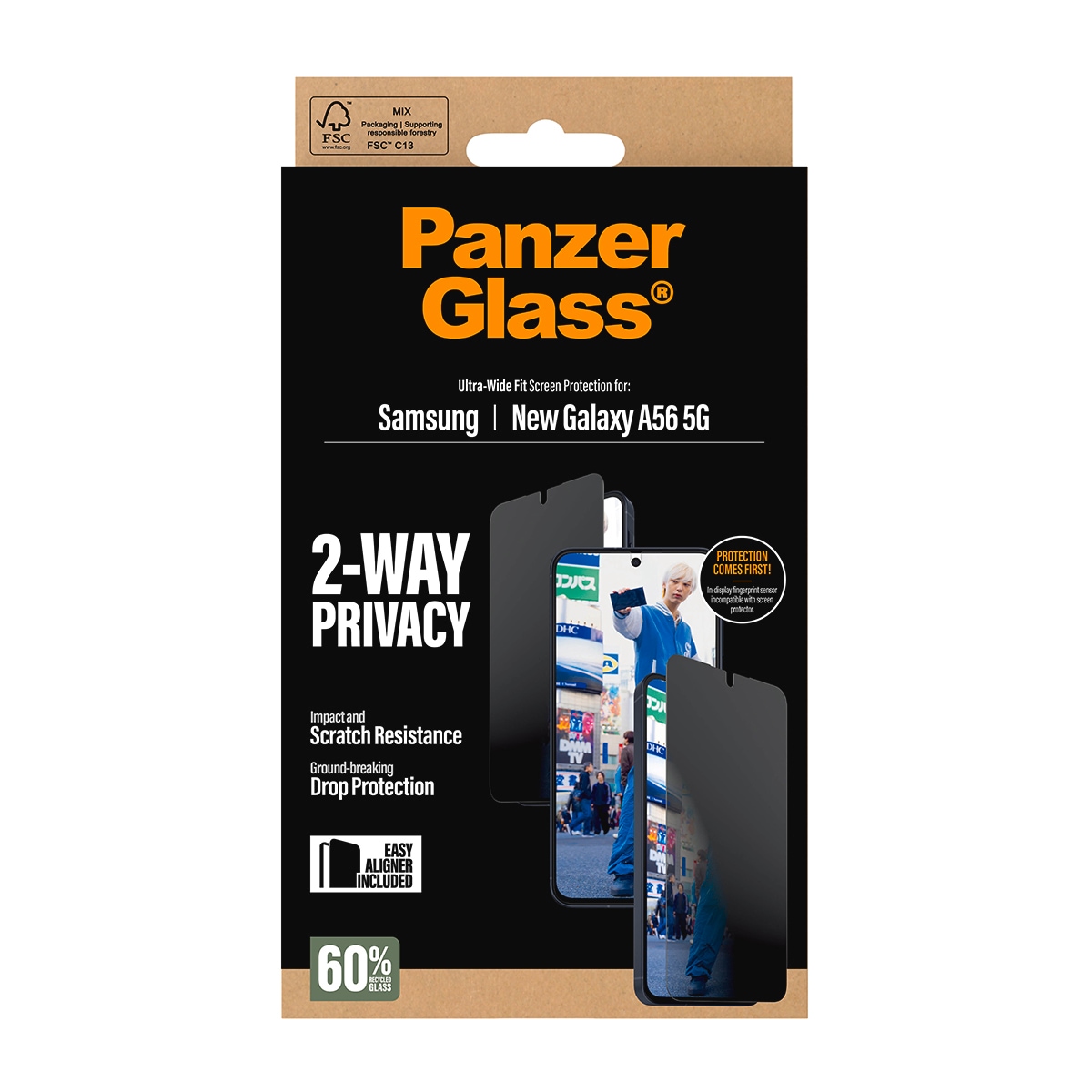 CARE by PanzerGlass Displayschutzglas »Ultra-Wide Fit 2-Way Privacy Screen Protector« für Samsung Galaxy A57 Displayschutzfolie, Schutzfolie, Bildschirmschutz, kratz- & stoßfest