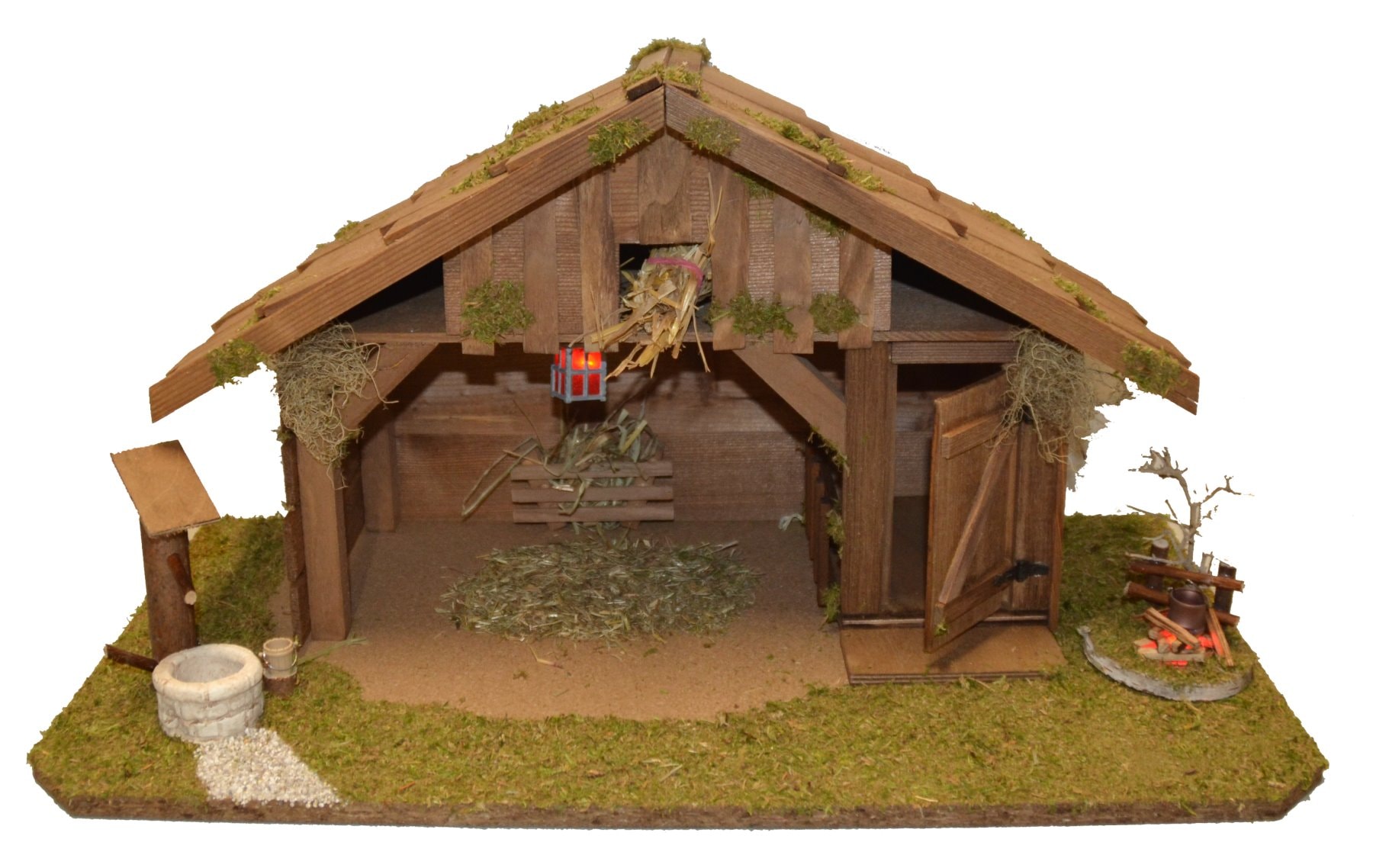 Alfred Kolbe Krippe »Krippenstall ohne Trafo«, (Set), mit Laterne, Brunnen, Lagerfeuer, 11 cm, Figuren 11tlg.