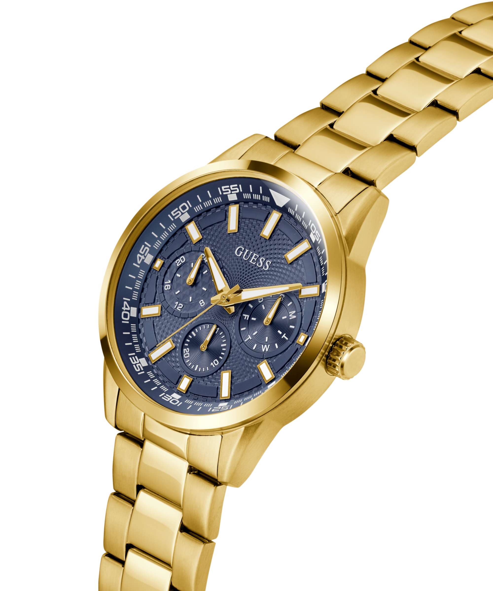 Guess Multifunktionsuhr »TREY«, Quarzuhr, Armbanduhr, Herrenuhr, Edelstahlarmband, Datum
