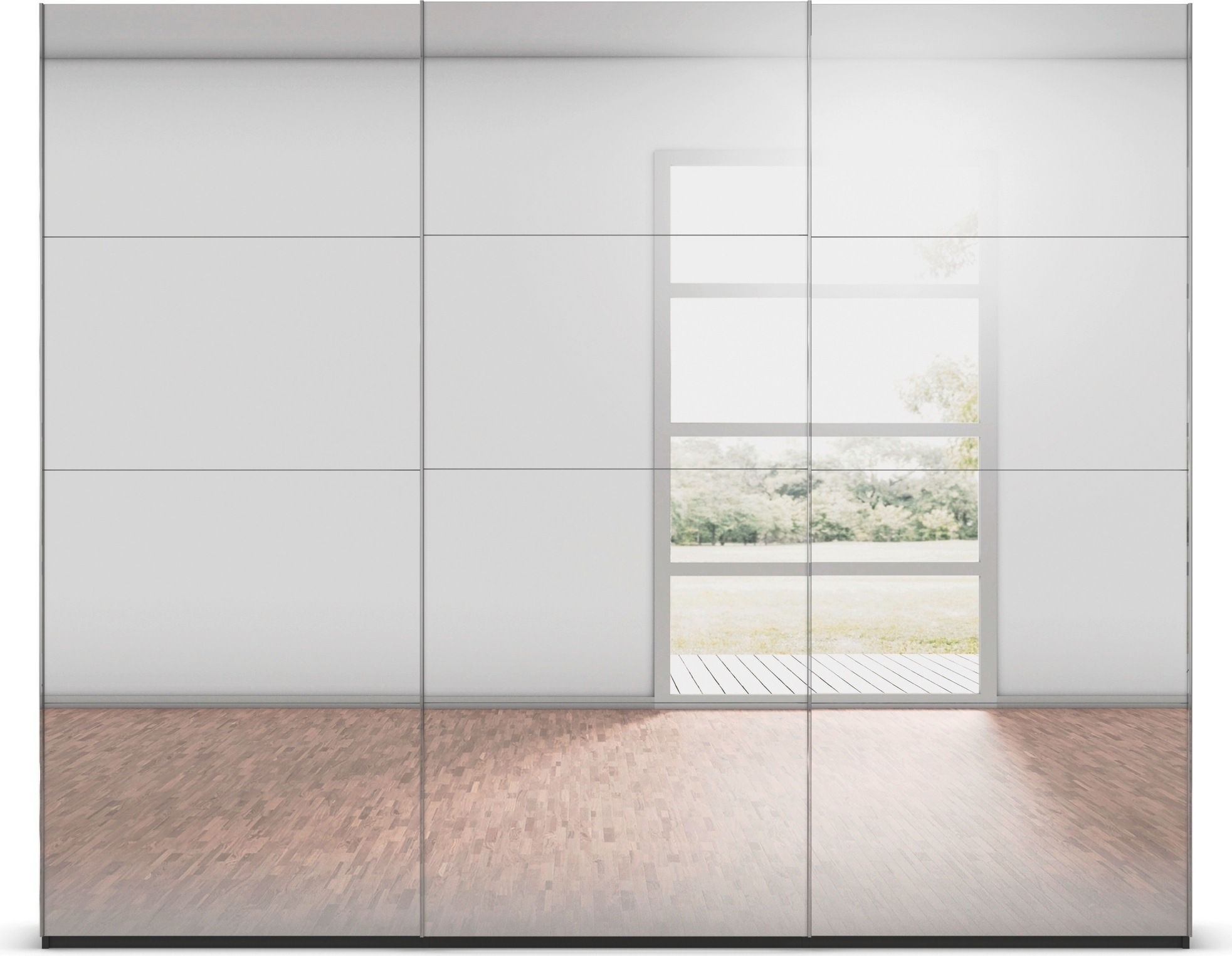rauch Schwebetürenschrank »Kleiderschrank Schrank Garderobe Schlafzimmerschrank SCALE-FYRA«, edle viergeteilte Türen, Spiegelfront und viele Farben MADE IN GERMANY