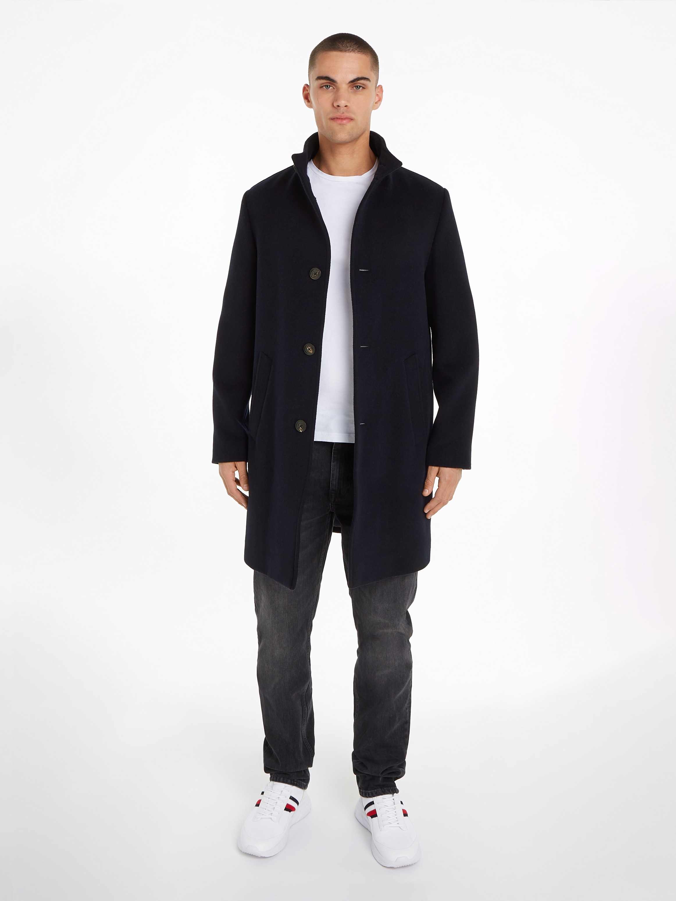 Tommy Hilfiger Wollmantel »DC STAND COLLAR WOOL MIX COAT«