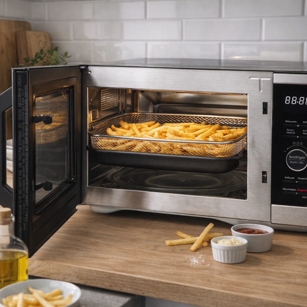 Hanseatic Mikrowelle »HM26SB3M, mit Airfry-Funktion« Heißluft | Mikrowelle | Umluft 1400 W 3 in 1: Mikrowelle, Umluft und Heißluft, inkl. Grillkorb + Grillplatte