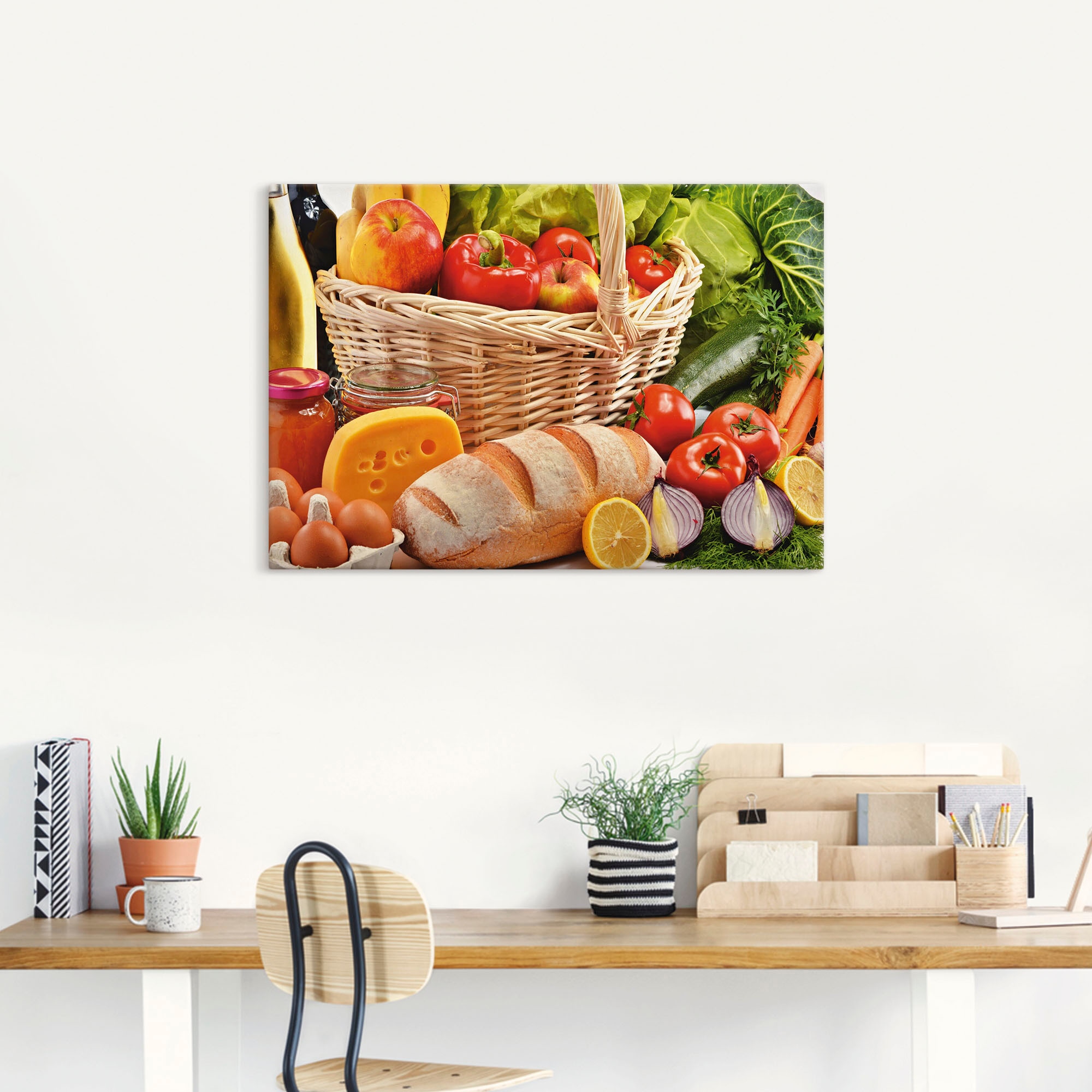 Artland Wandbild "Gesund Leben - Obst und Gemüsekorb", Lebensmittel, (1 St. günstig online kaufen