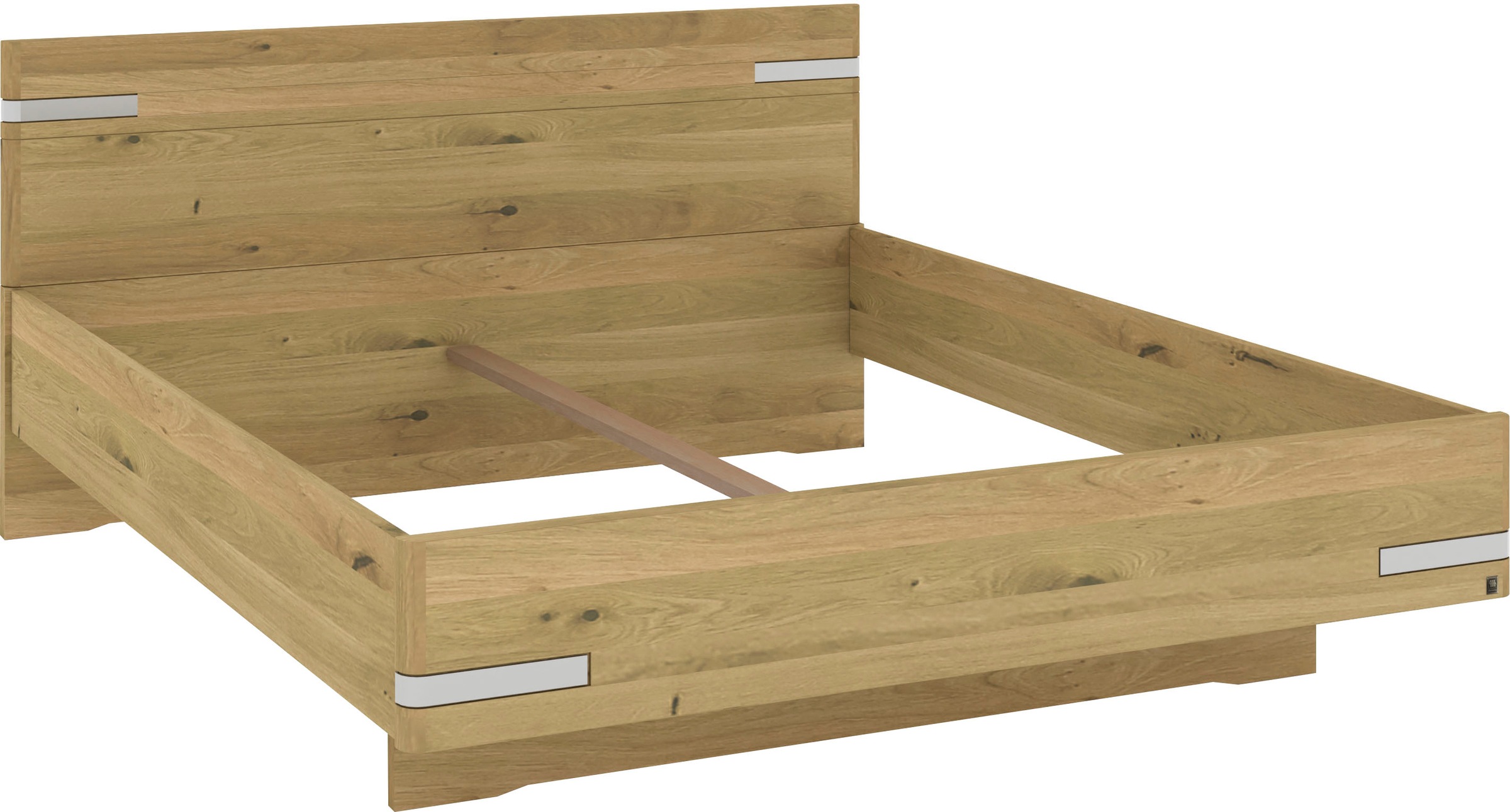 Musterring Holzbett »Savona«, (Belastbarkeit 220 Kg, 4-fache Liegehöhenverstellung, MADE IN GERMANY), Kopfteil in Bianco-Eiche massiv, Details in Chrom, verschiedene Größen