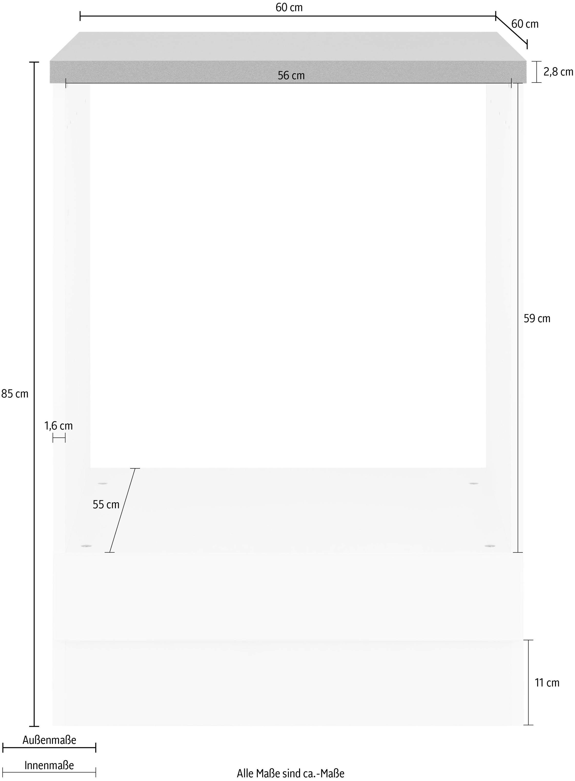 HELD MÖBEL Herdumbauschrank »Virginia«, 85 cm hoch, 60 cm breit, Nische für Ofen B/H/T: 56/59/55 cm