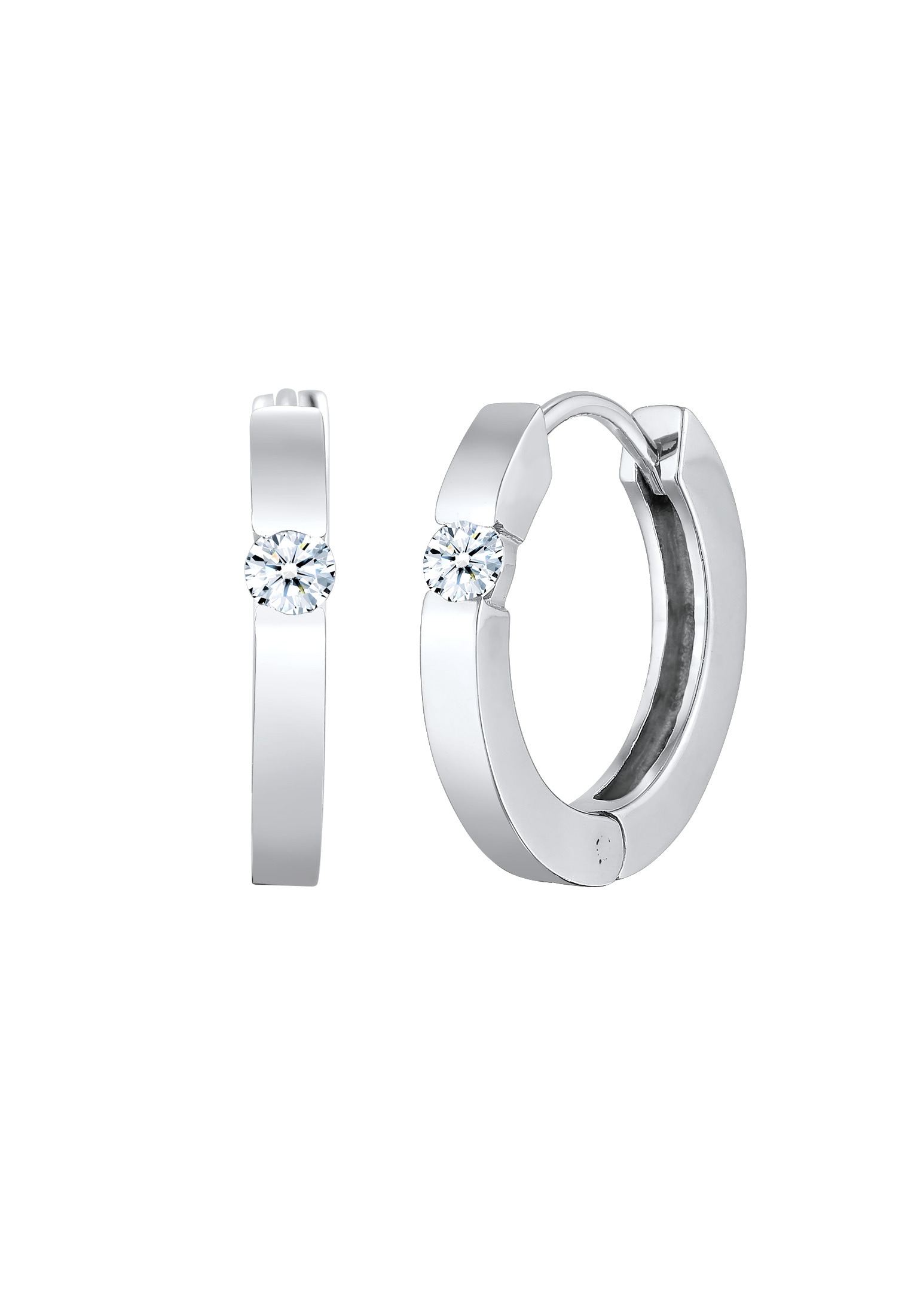 Elli DIAMONDS Paar Creolen »Creolen Diamant (0.22 ct.) Eleganz 925 Silber«