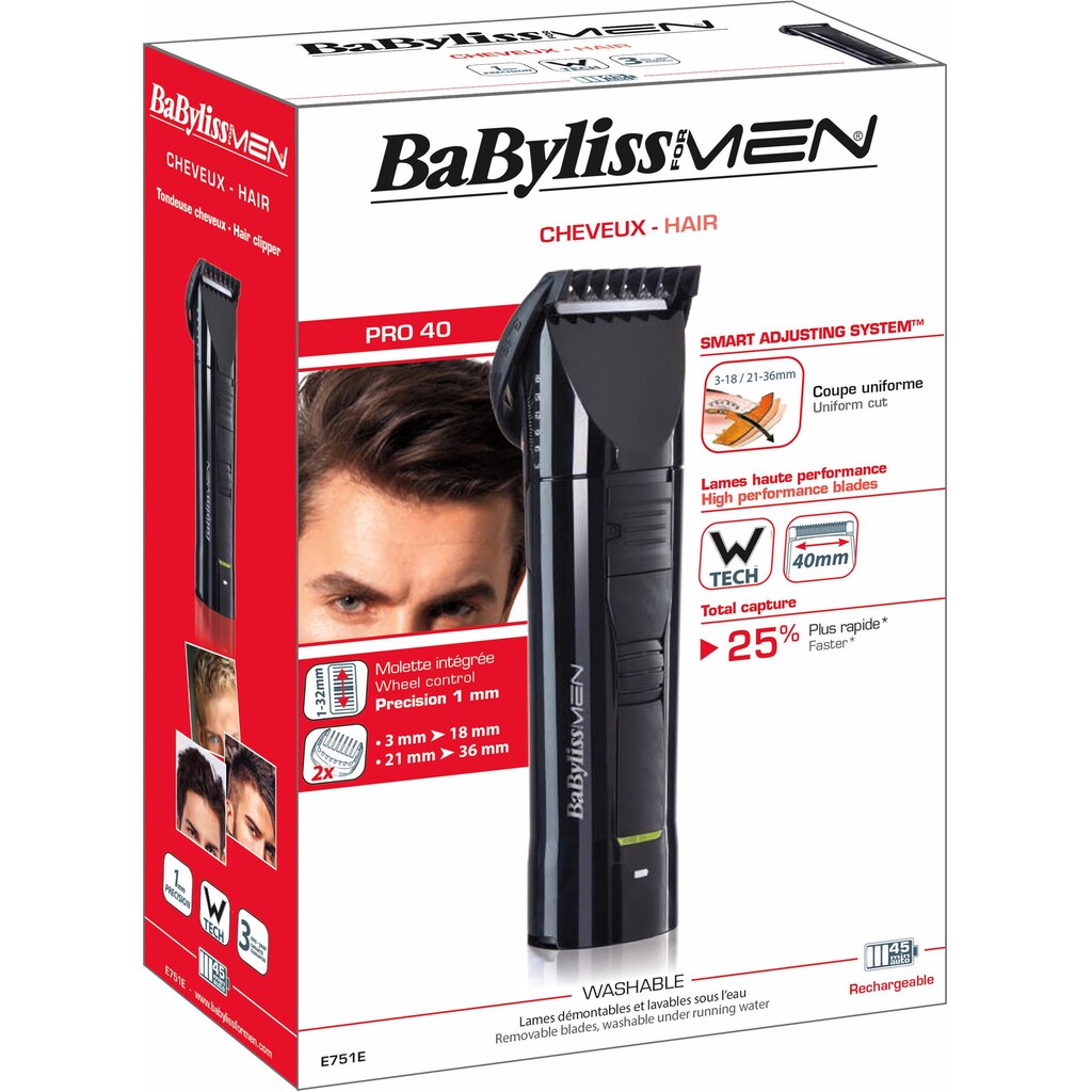 BaByliss Haar- und Bartschneider »W-Tech E751E«, 2 Aufsätze, Bartschneider mit maximaler Präzision