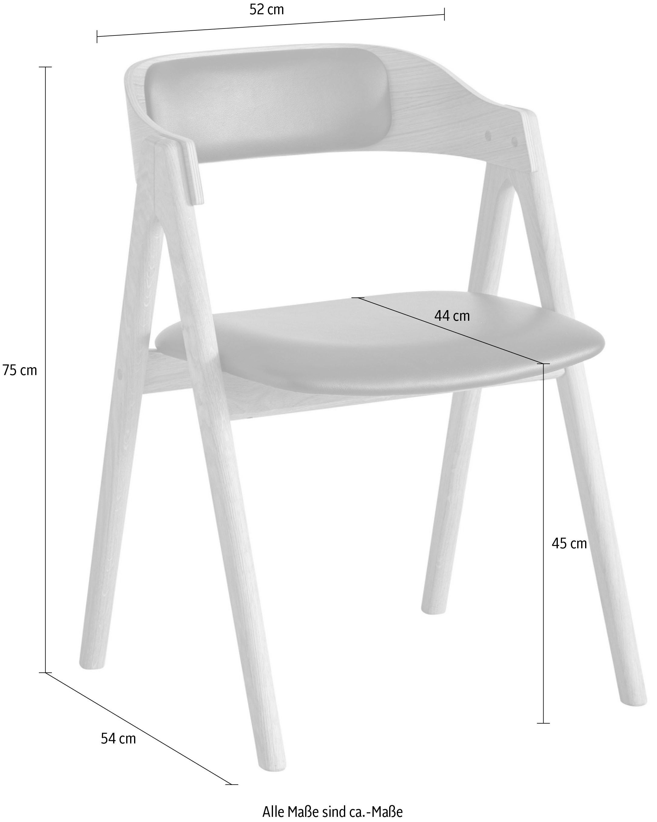 Hammel Furniture Holzstuhl »Findahl by Hammel Mette«, (Set), 2 St., Massivholz, mit Sitz und Rückenpolster aus Leder