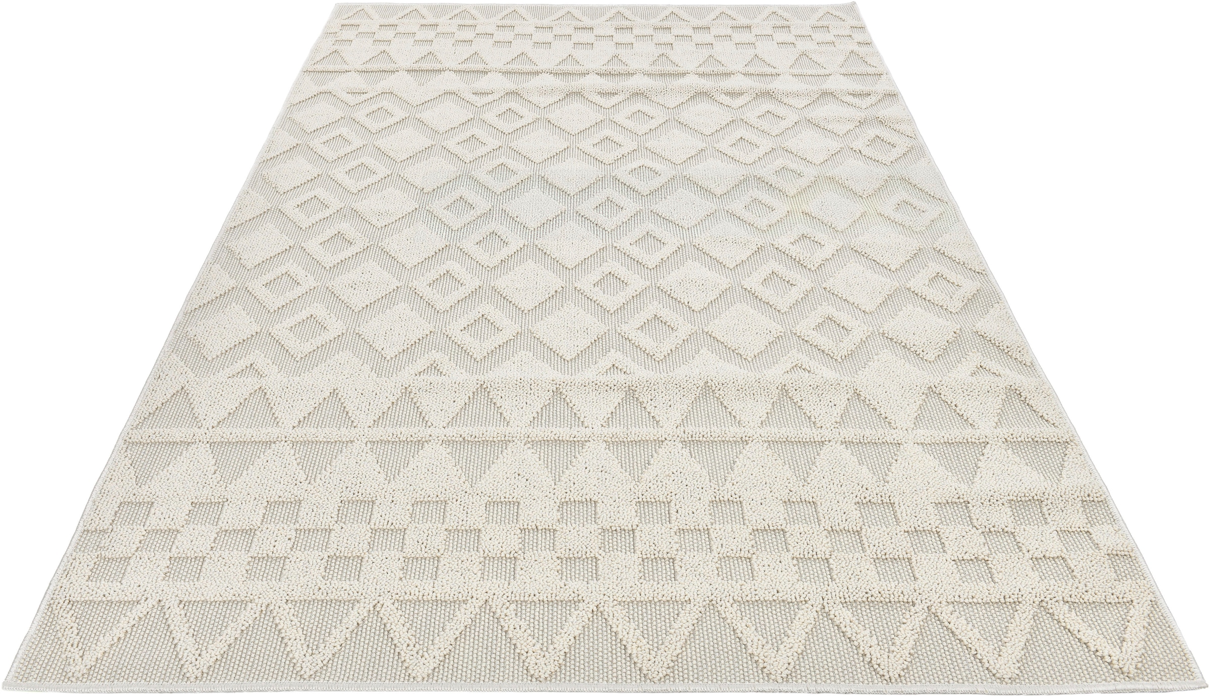 my home Teppich »Juliane Outdoor auch für Küche oder Esszimmer«, rechteckig, 12 mm Höhe, Hoch-Tief-Struktur, Boho, Outdoor geeignet, Balkon, Terrasse, Camping