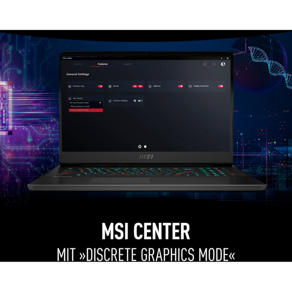 MSI Gaming-Notebook »Vector GP76 12UH-403«, 43,9 cm, / 17,3 Zoll, Intel, Core i7, GeForce RTX 3080, 1000 GB SSD