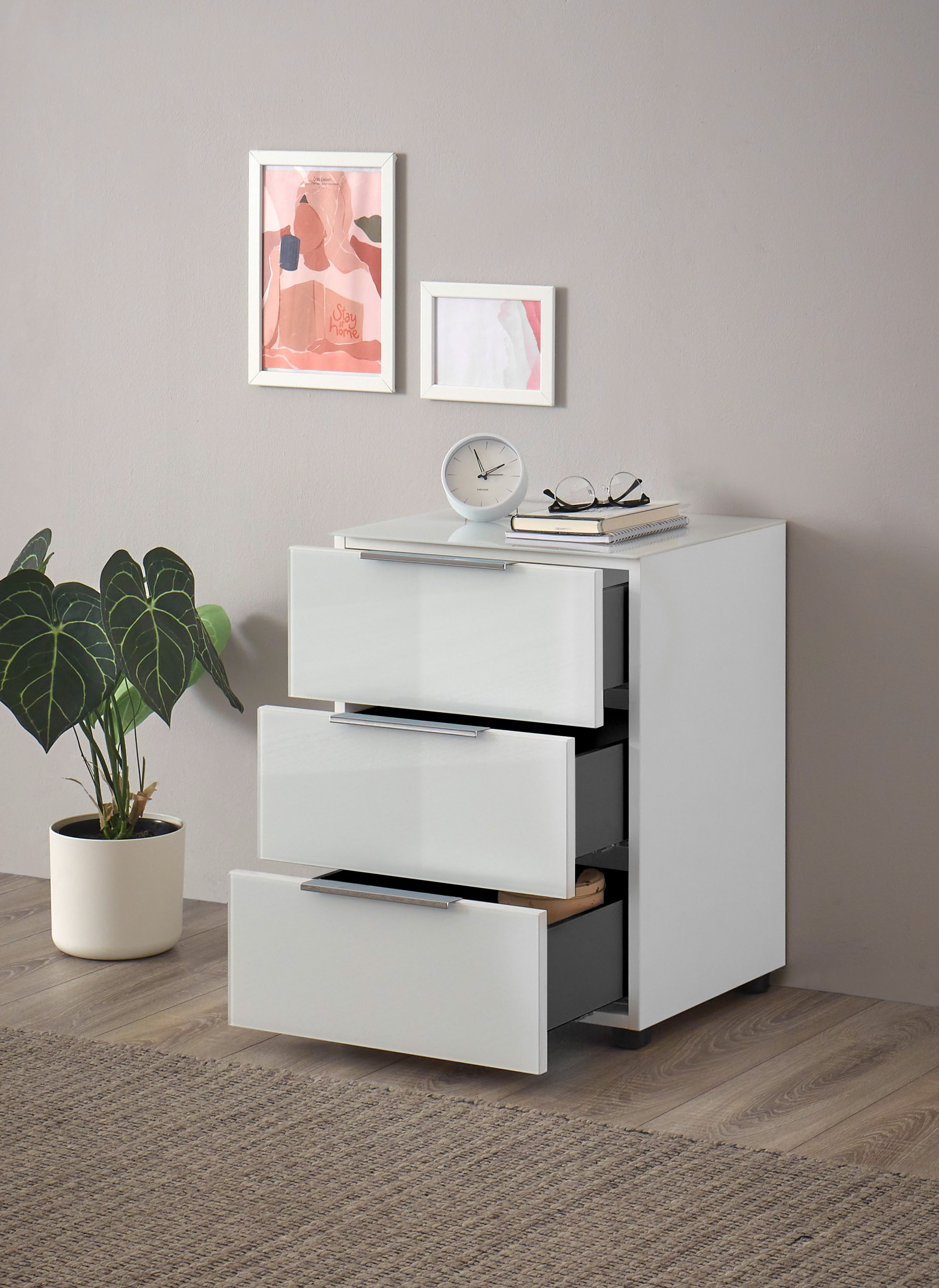 HBZ Kommode »Santorin Nachtkonsole, BxHxT 45x61x40 cm«, (1 St.), Breite 45cm, Softclose für Schubkästen, Melaminbeschichtung