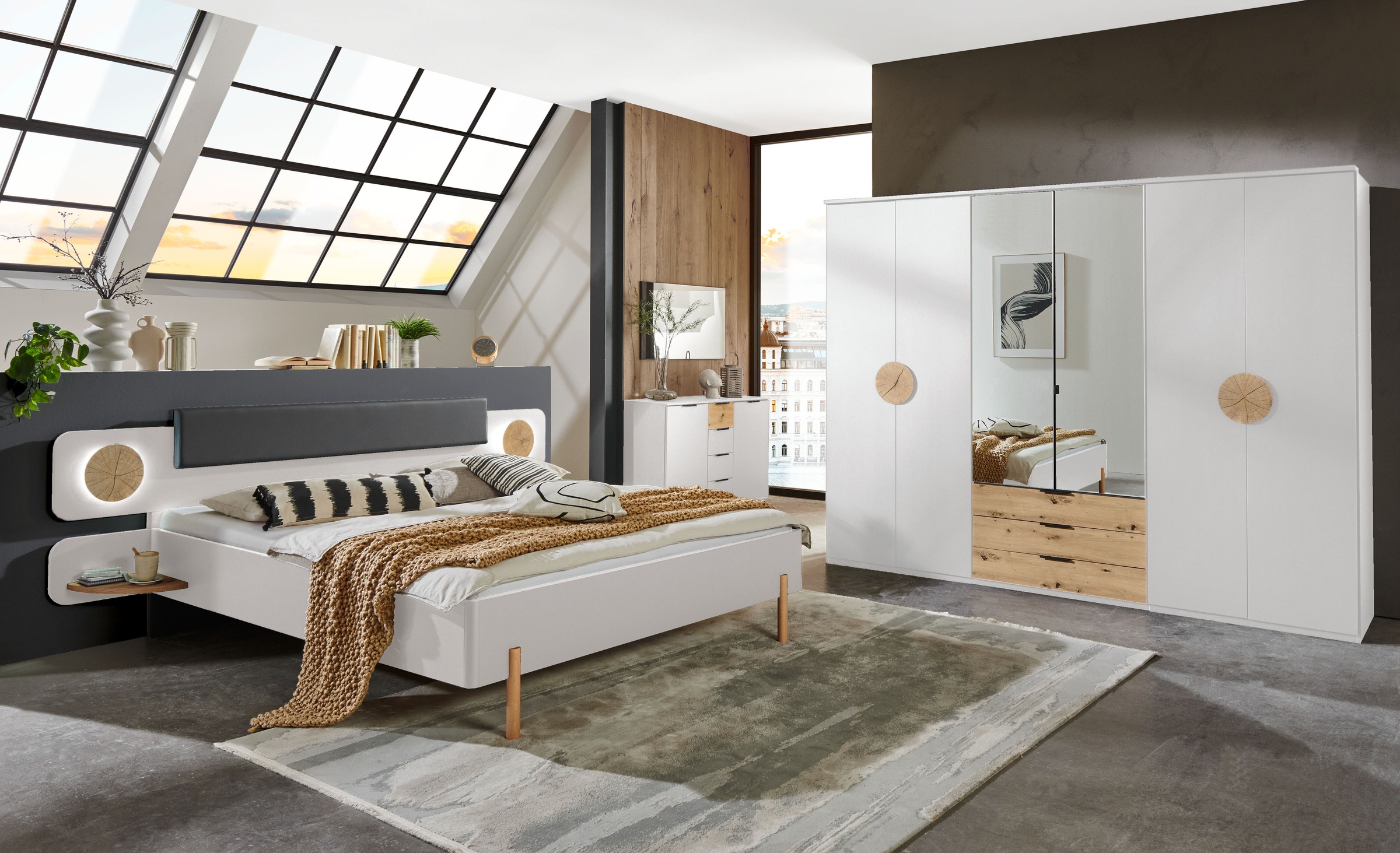 Wimex Drehtürenschrank »Toscana«, Mit attraktiven Griffscheiben in Vollholzoptik, 225 oder 270cm breit