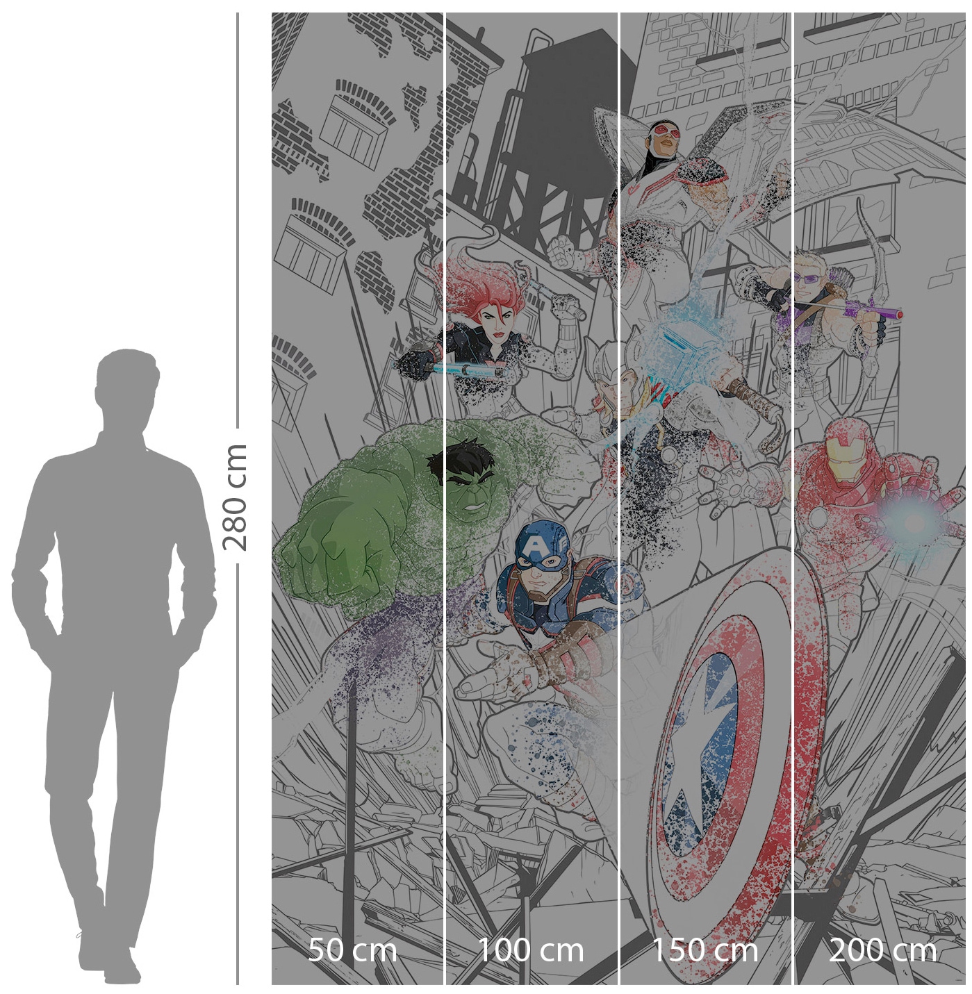 Komar Vliestapete »Digitaldruck Vlies -  Avengers Attack - Größe 200 x 280 cm« bedruckt glatt Kinderzimmer