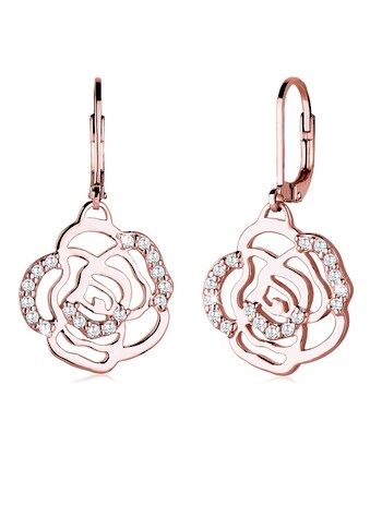 Elli Paar Ohrhänger »Blume Rose Feminin Elegant Zirkonia rosévergoldet« kaufen