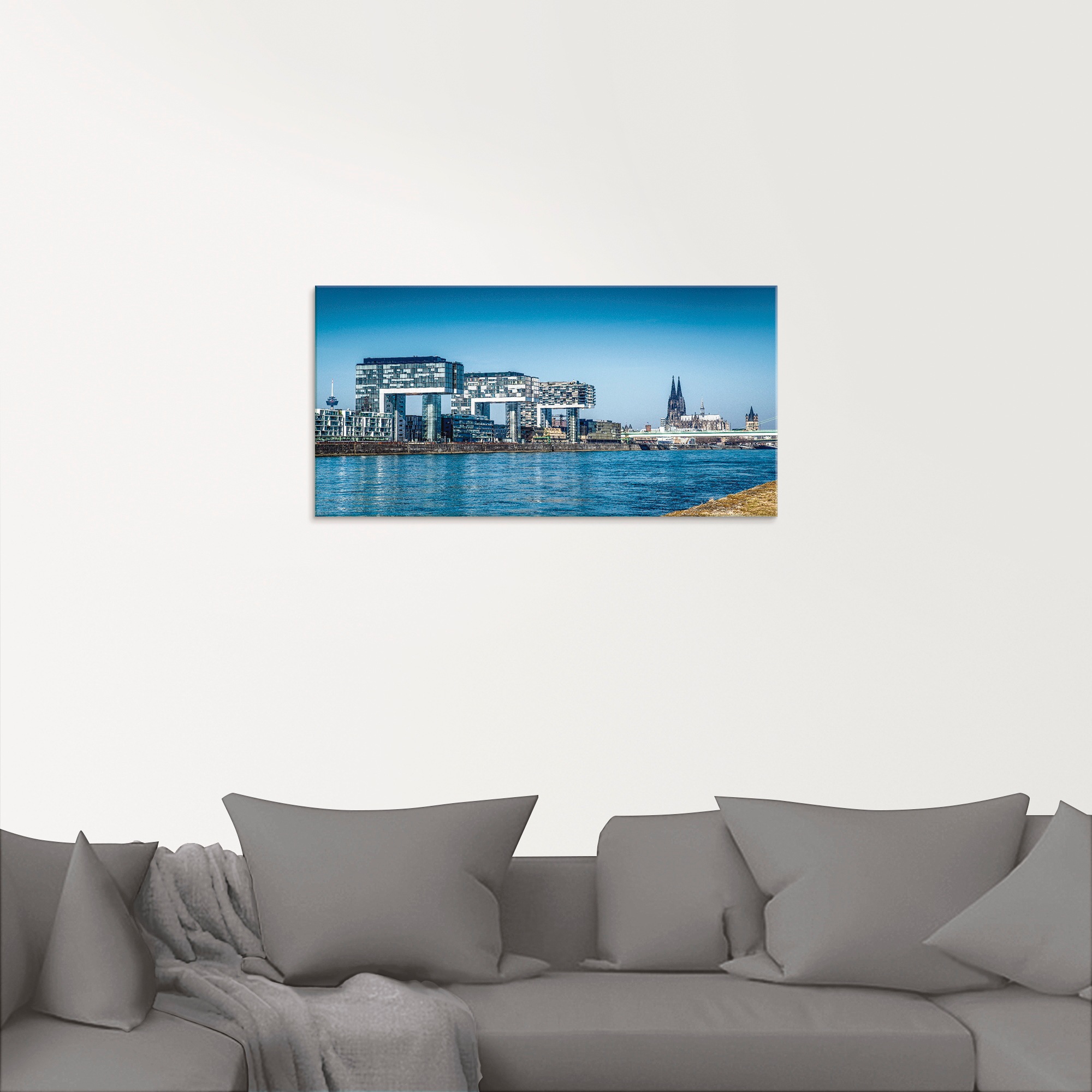 Artland Glasbild »Köln Kranhäuser und Dom«, Gebäude, (1 St.), in verschiede günstig online kaufen